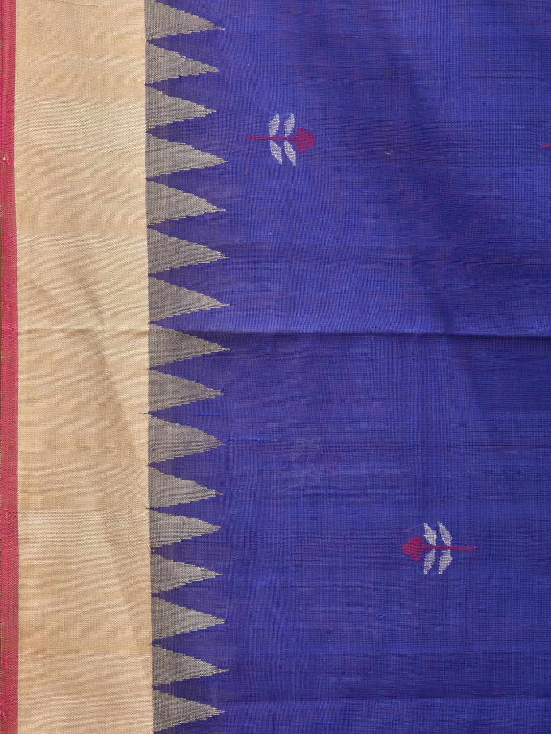 Dark Blue Khadi Cotton Handloom Saree with Jamdani Body Buta Design kh0657