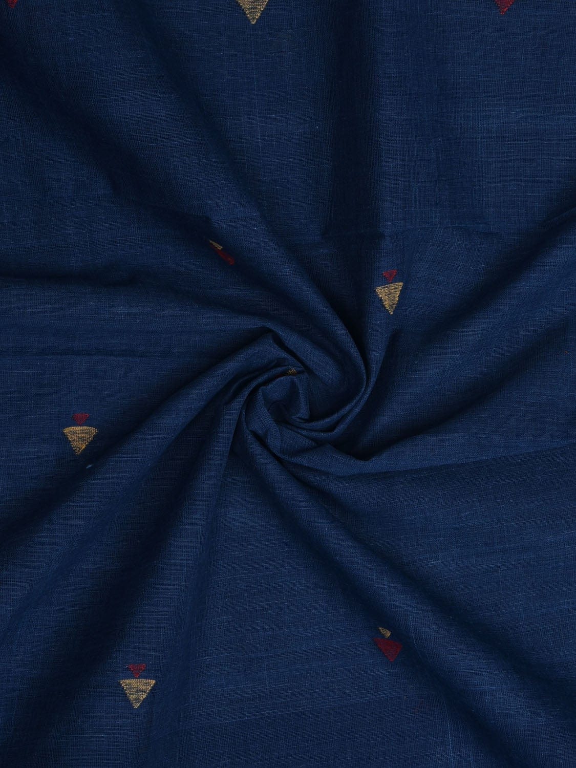 Dark Blue Khadi Cotton Natural Dye Handloom 2.5mts Fabric with Buta Design f0190