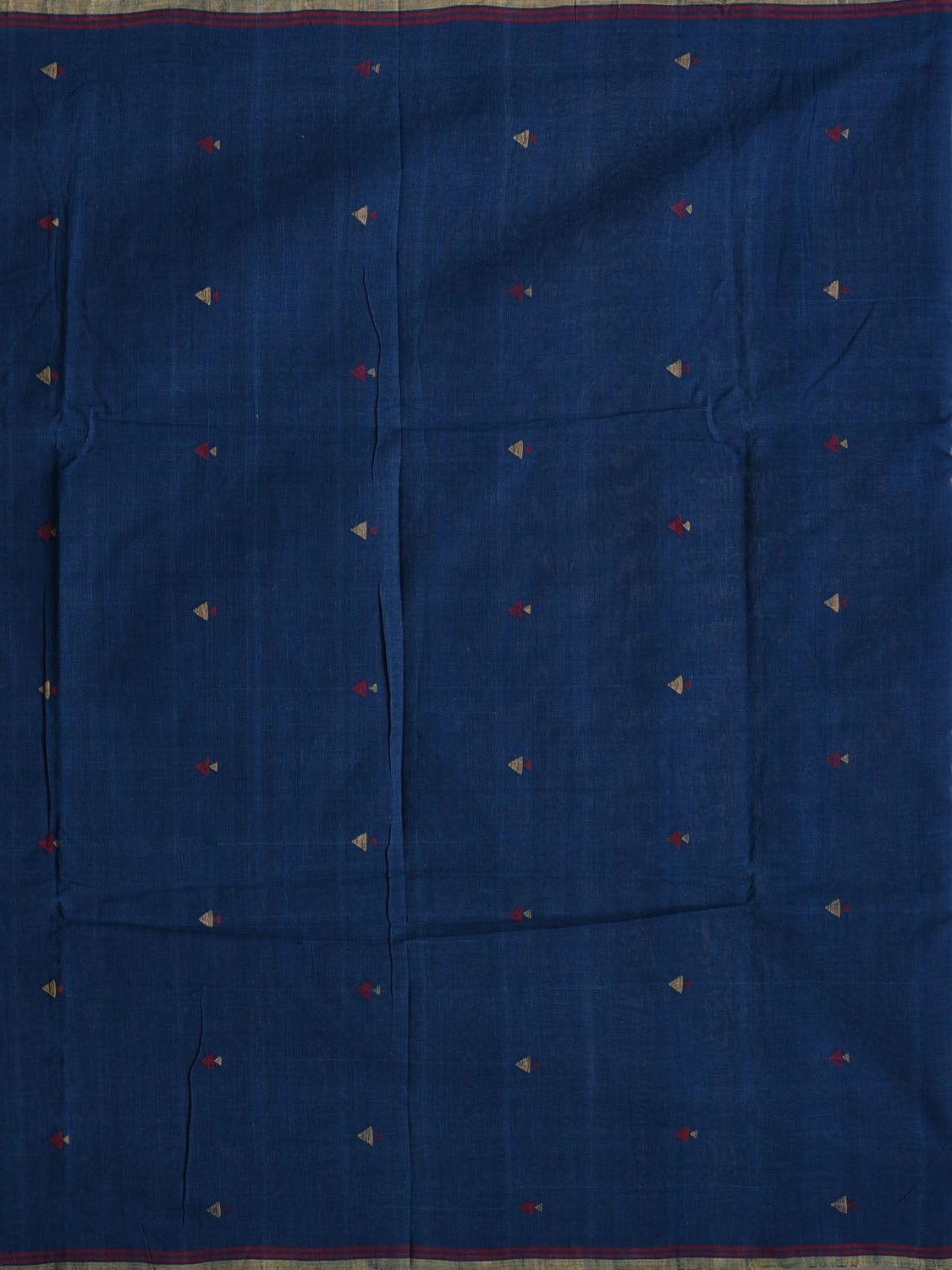 Dark Blue Khadi Cotton Natural Dye Handloom 2.5mts Fabric with Buta Design f0190