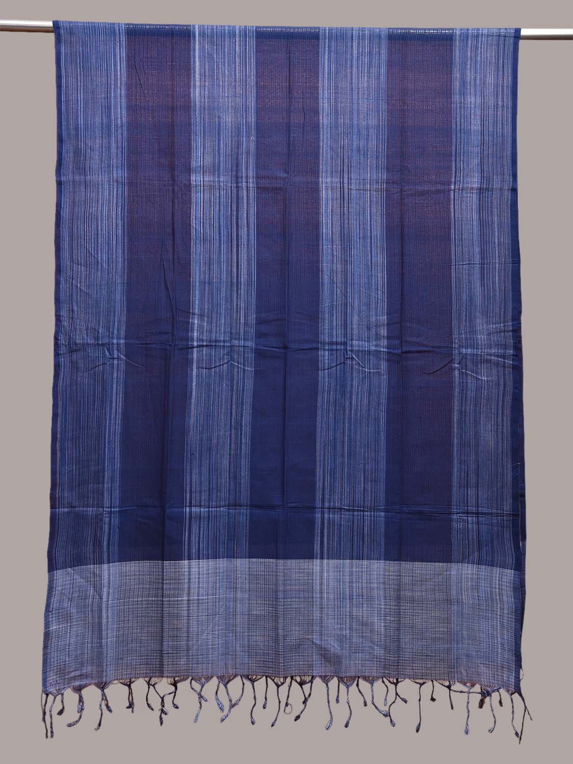 Dark Blue Mangalgiri Cotton Handloom Dupatta with Strips Design ds3678