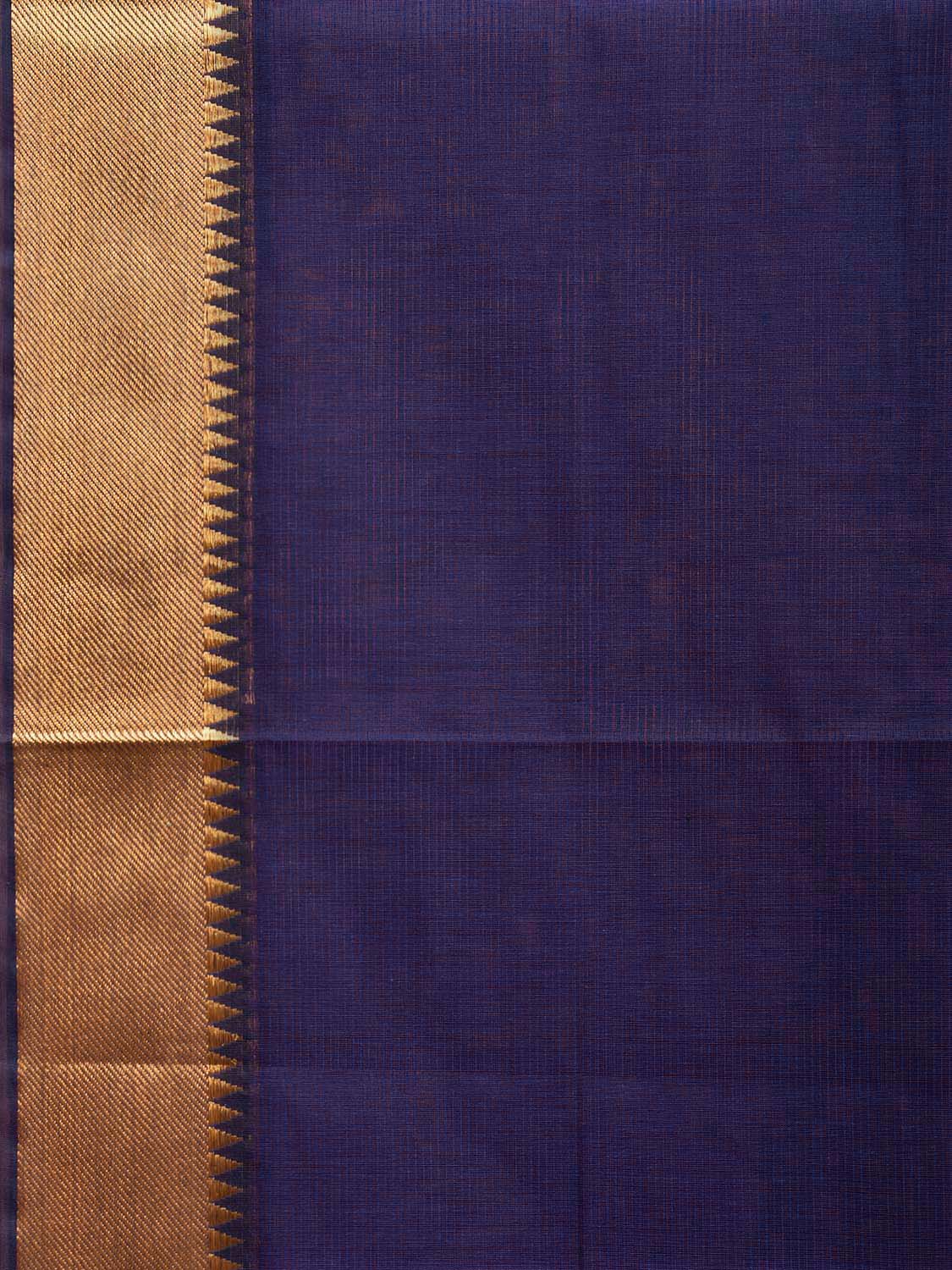 Dark Blue Mangalgiri Cotton Handloom Saree with Strips and Zari Border Design No Blouse mn0083