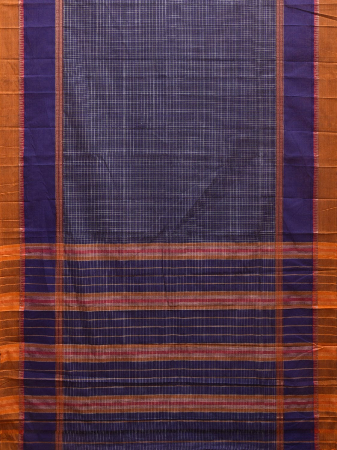 Dark Blue Narayanpet Cotton Handloom Saree with Big Border Design No Blouse np0900