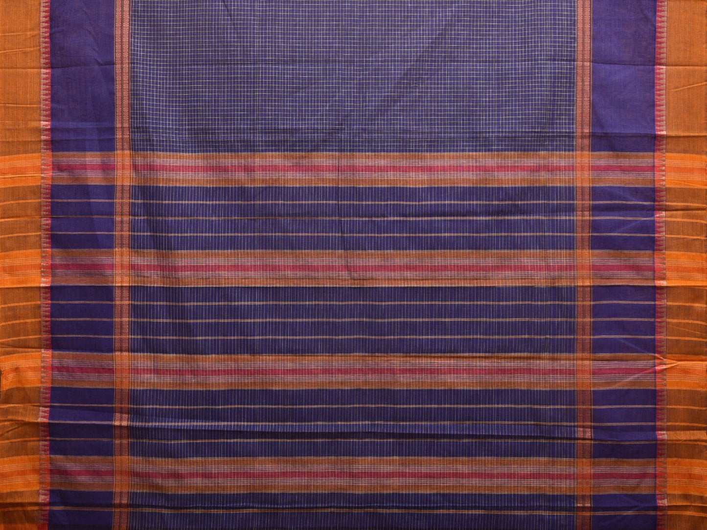 Dark Blue Narayanpet Cotton Handloom Saree with Big Border Design No Blouse np0900