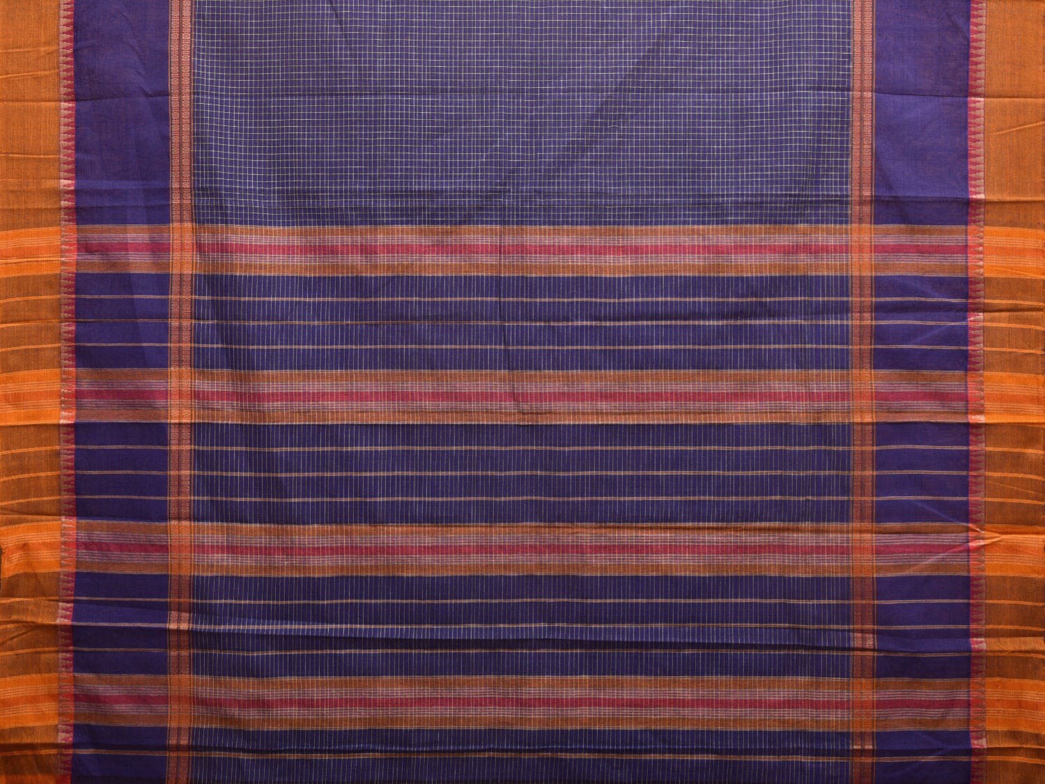 Dark Blue Narayanpet Cotton Handloom Saree with Big Border Design No Blouse np0900
