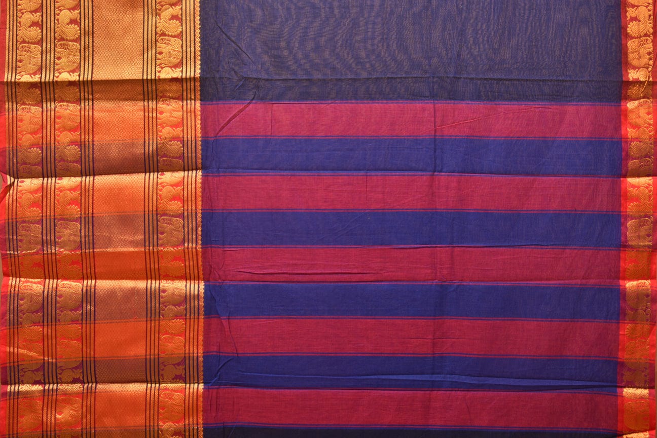 Dark Blue Narayanpet Cotton Handloom Saree with Big Border Design np0721