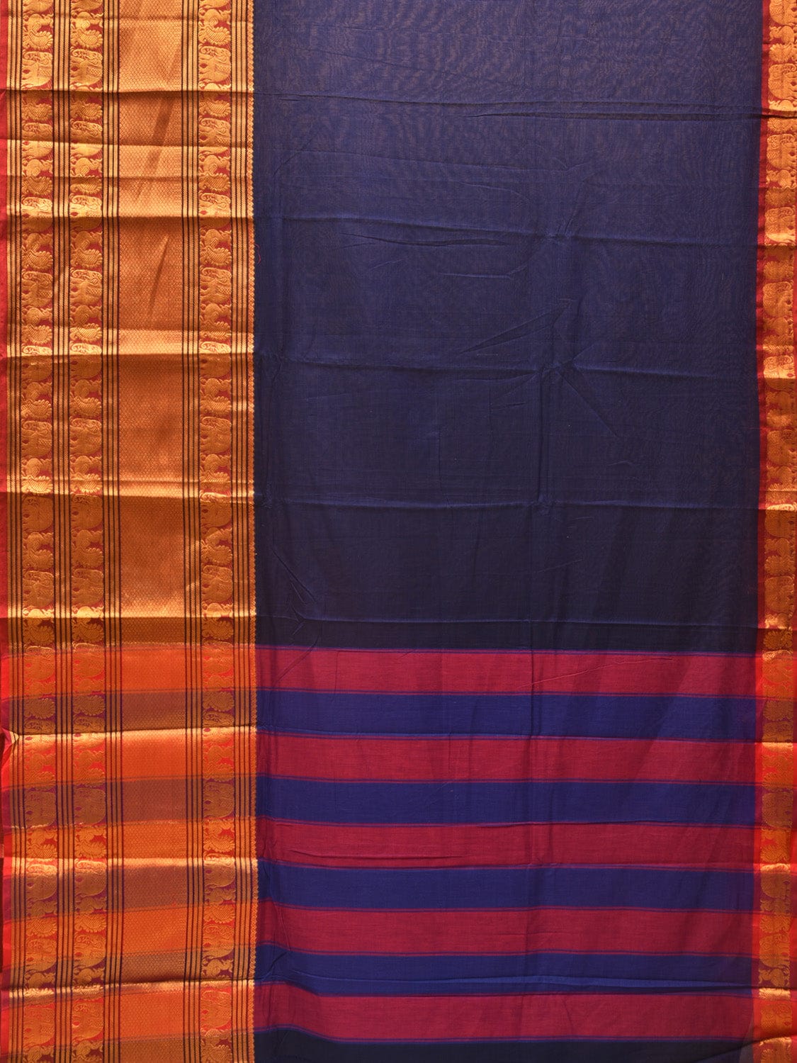 Dark Blue Narayanpet Cotton Handloom Saree with Big Border Design np0721