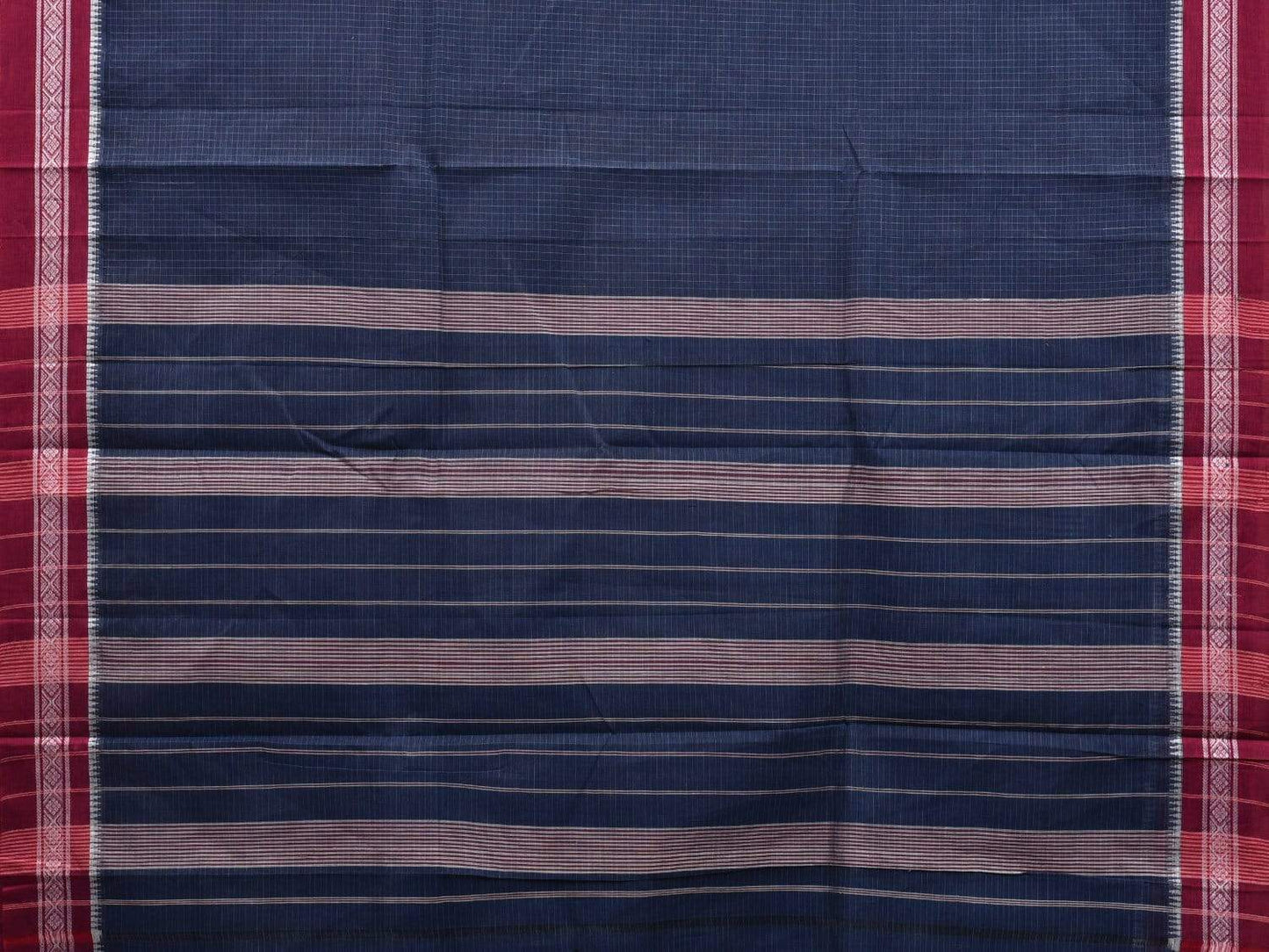 Dark Blue Narayanpet Cotton Handloom Saree with Checks Design No Blouse np0510