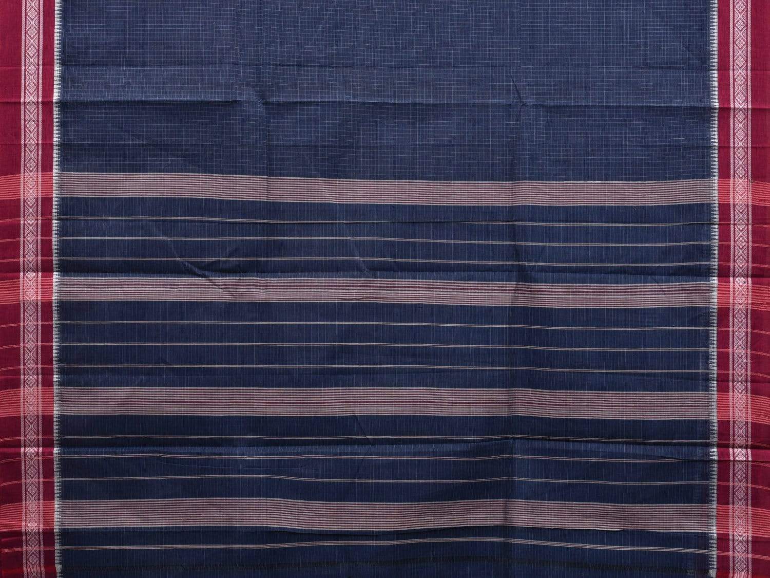 Dark Blue Narayanpet Cotton Handloom Saree with Checks Design No Blouse np0510