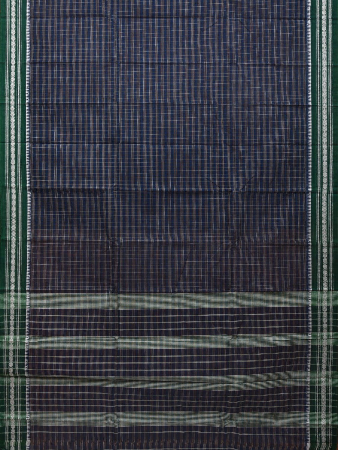 Dark Blue Narayanpet Cotton Handloom Saree with Checks Design No Blouse np0625
