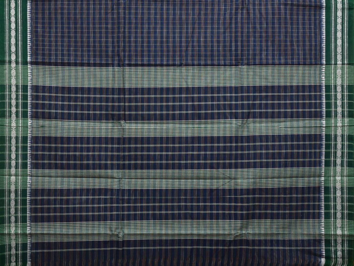 Dark Blue Narayanpet Cotton Handloom Saree with Checks Design No Blouse np0625