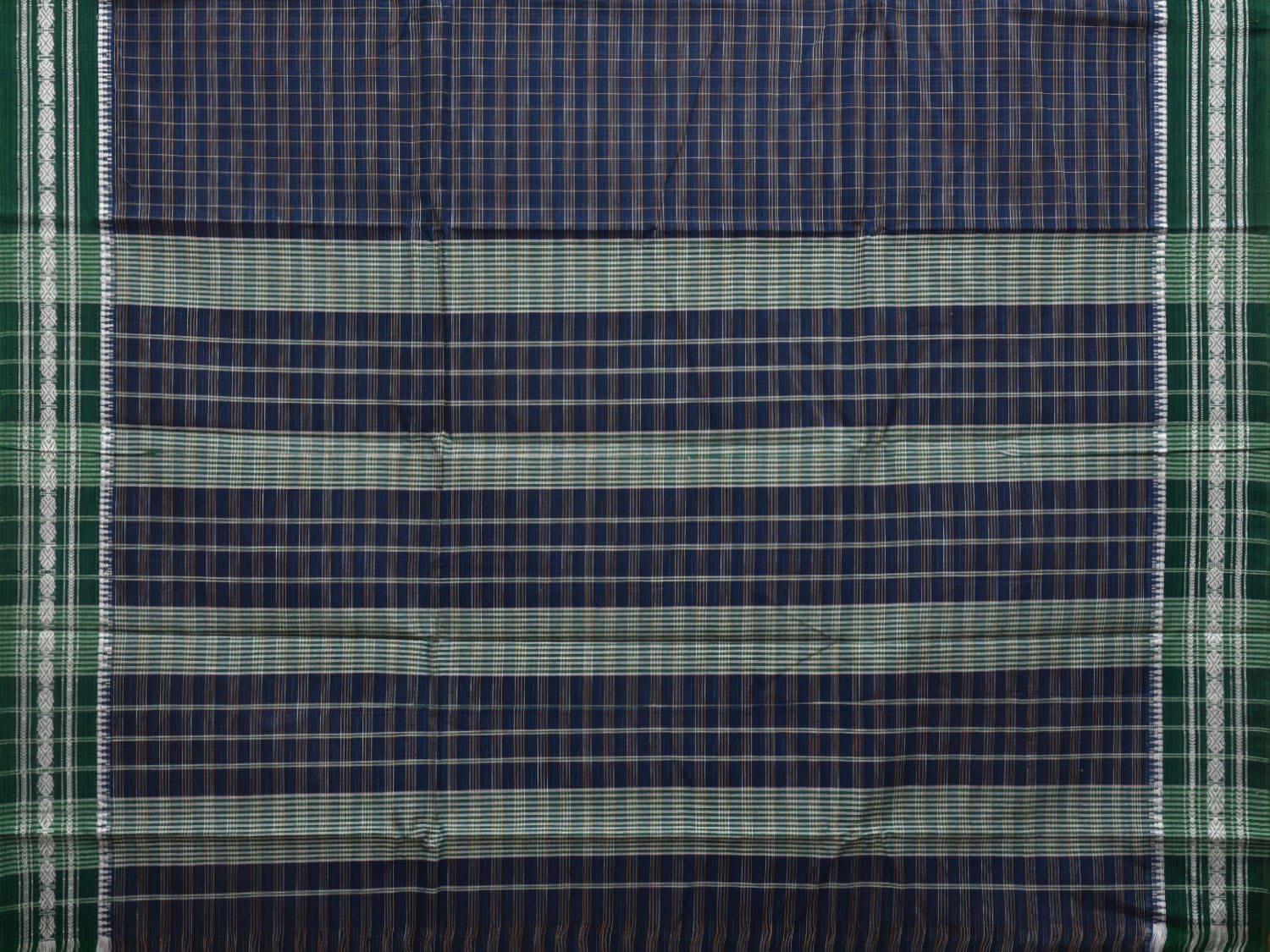 Dark Blue Narayanpet Cotton Handloom Saree with Checks Design No Blouse np0625