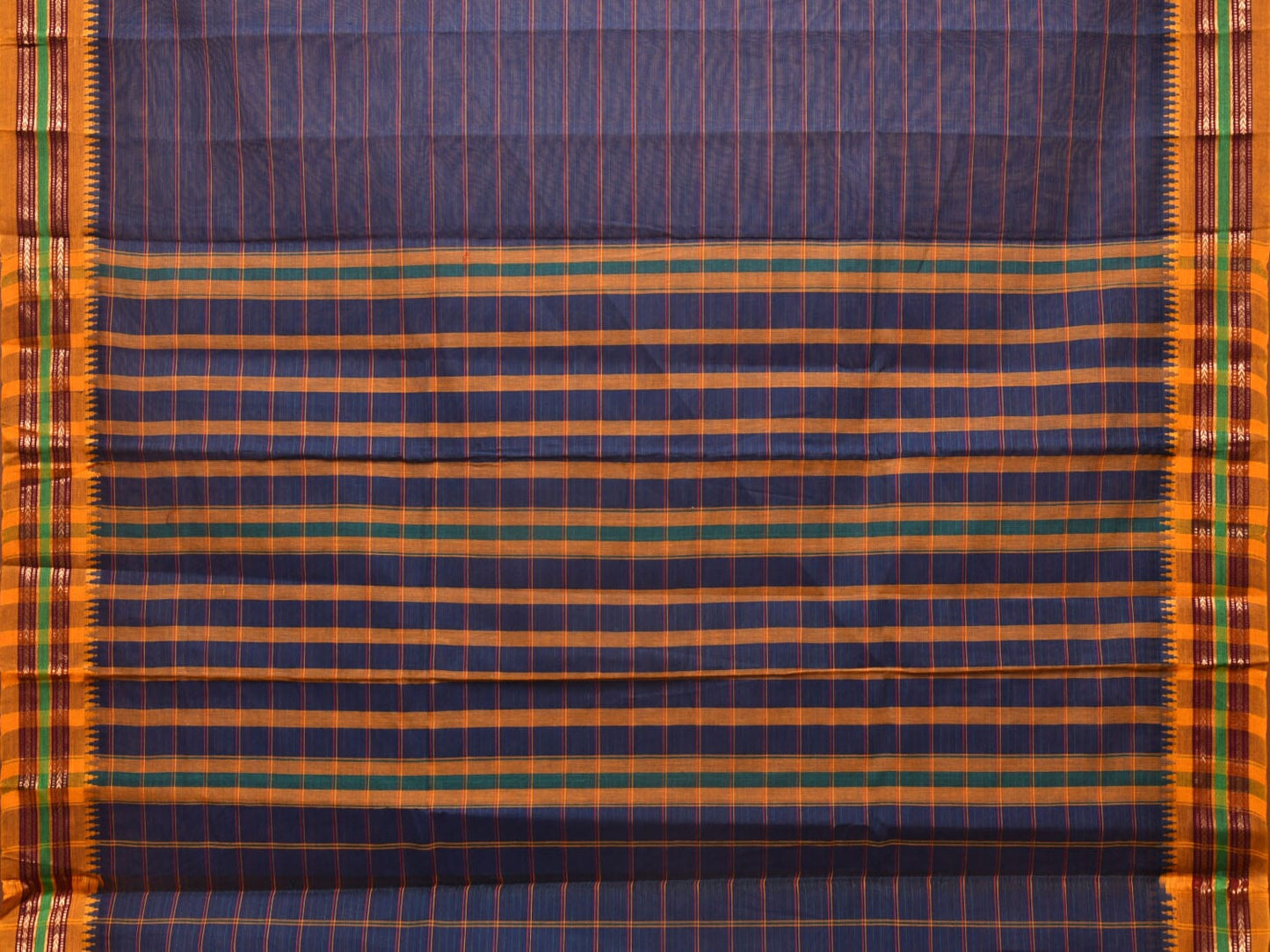 Dark Blue Narayanpet Cotton Handloom Saree with Strips Design No Blouse np0802