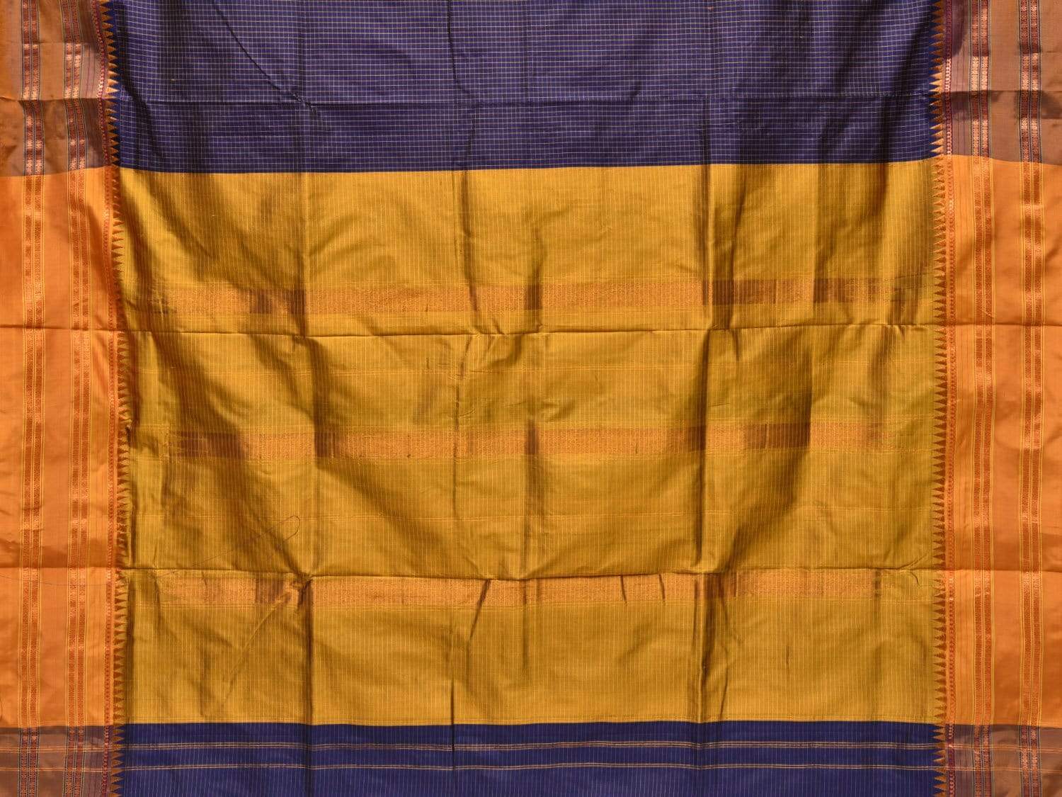 Dark Blue Narayanpet Silk Handloom Saree with Checks Design No Blouse np0316