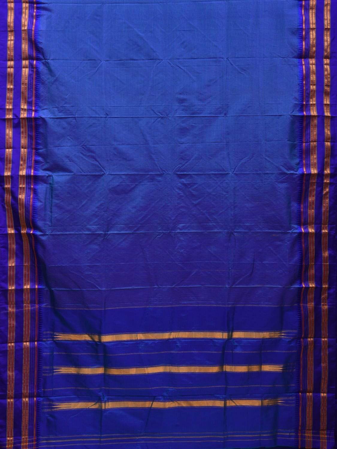 Dark Blue Narayanpet Silk Saree with Checks Design No Blouse np0496