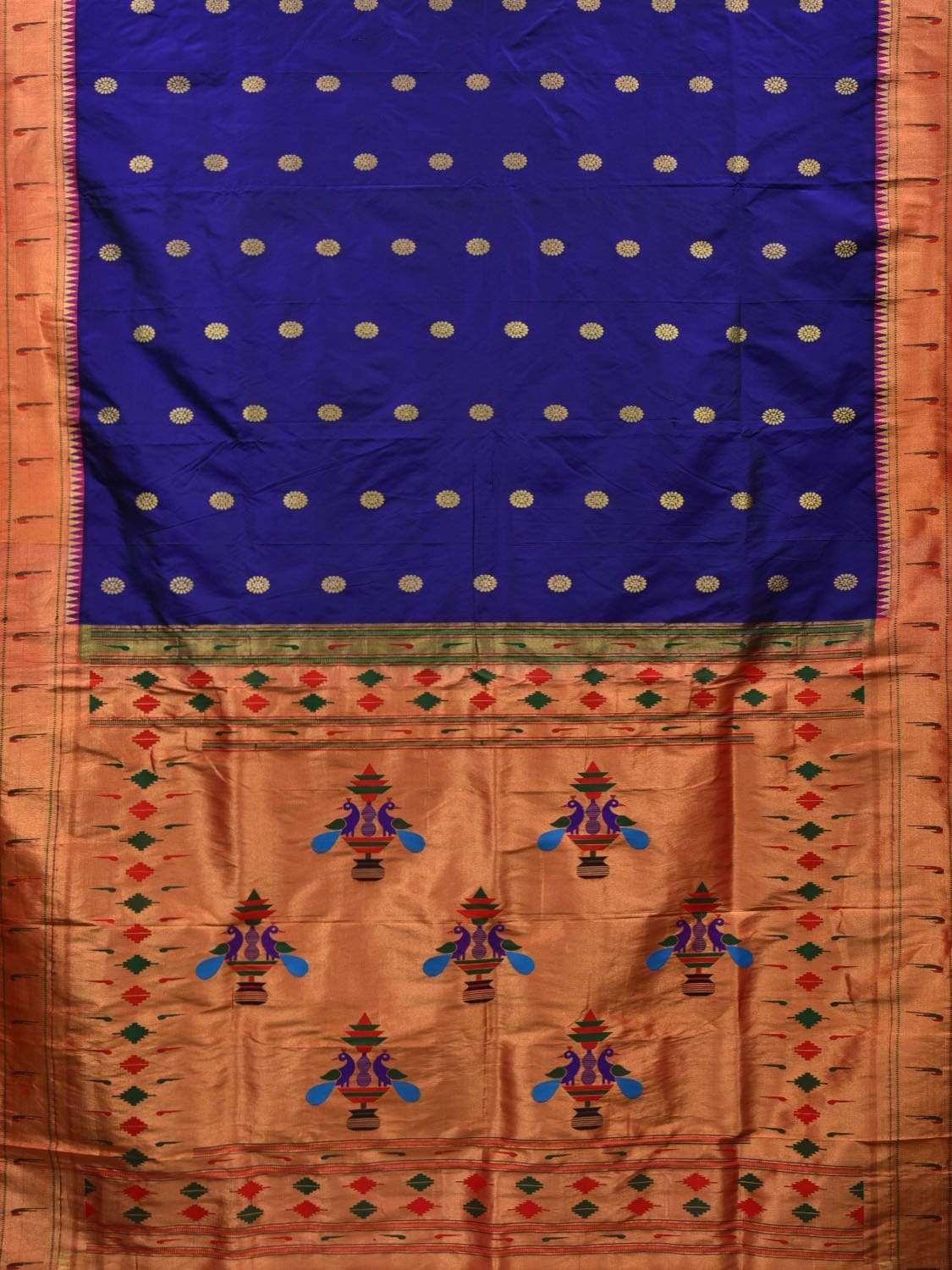 Dark Blue Paithani Silk Handloom Saree with Muniya Border Design p0380