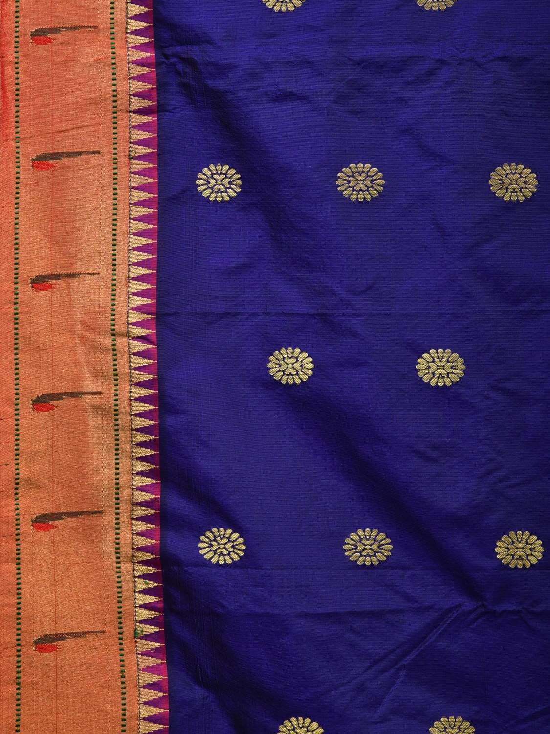 Dark Blue Paithani Silk Handloom Saree with Muniya Border Design p0380