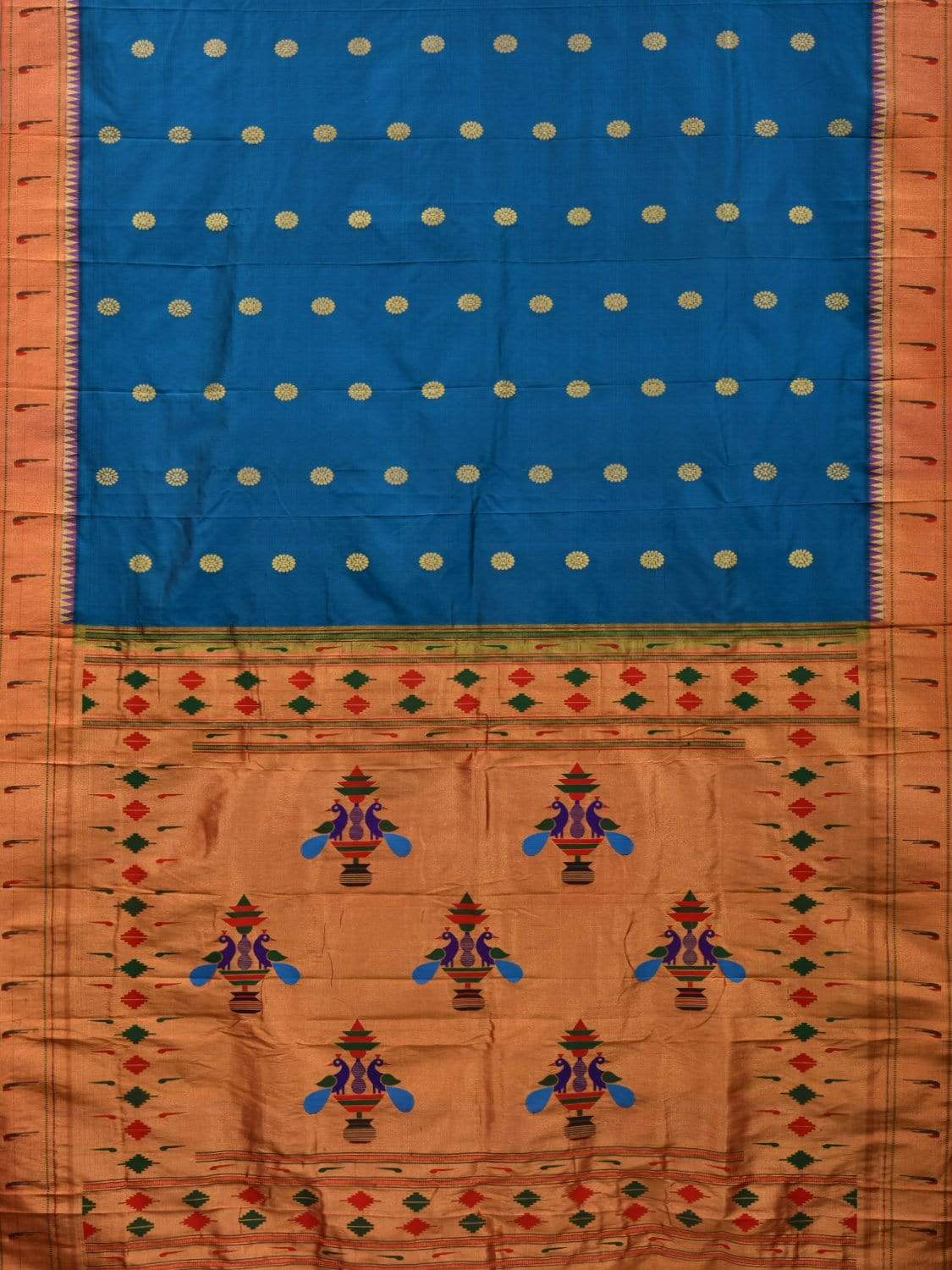 Dark Blue Paithani Silk Handloom Saree with Muniya Border Design p0386