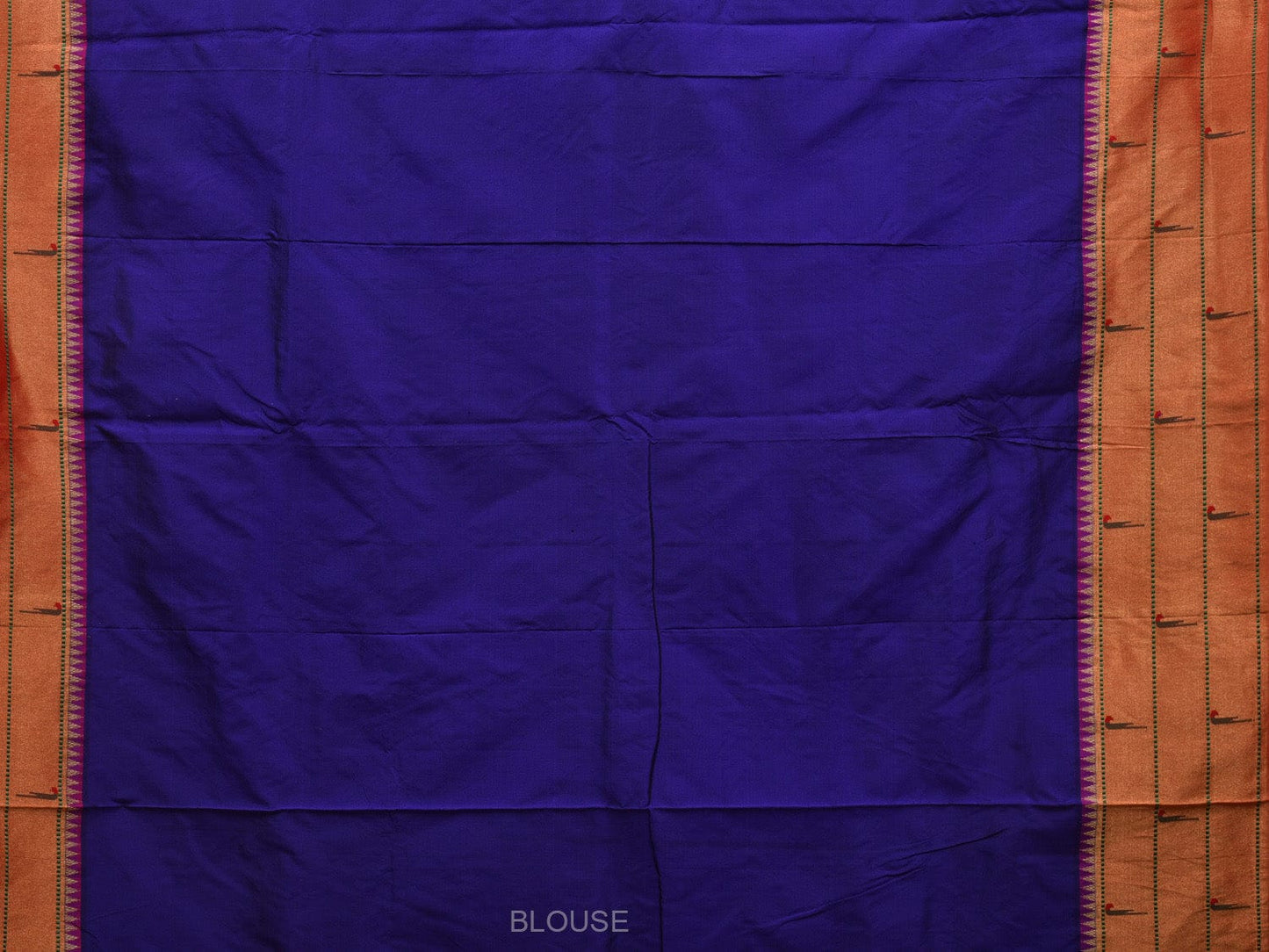 Dark Blue Paithani Silk Handloom Saree with Pallu and Triple Muniya Border Design p0477