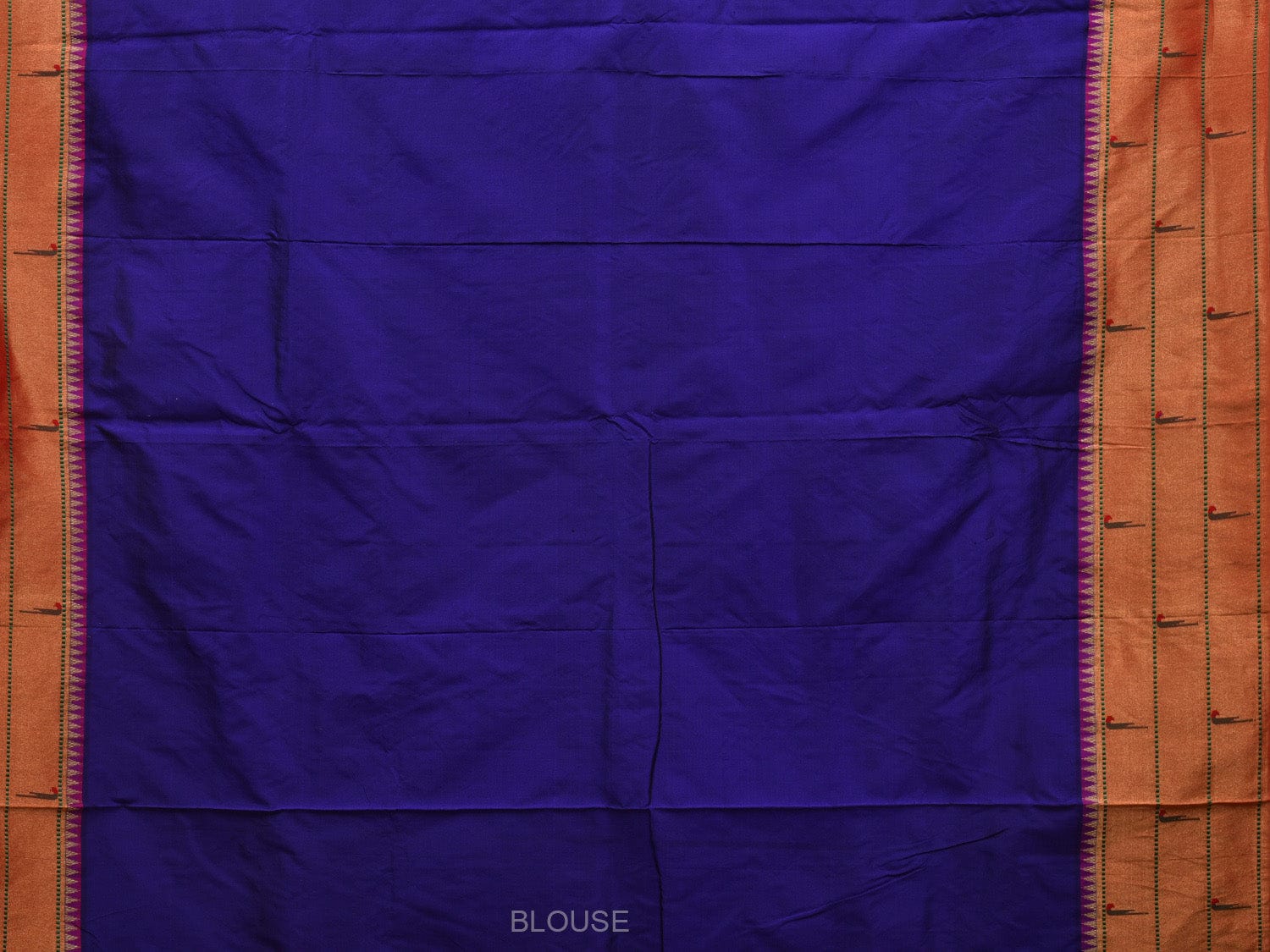Dark Blue Paithani Silk Handloom Saree with Pallu and Triple Muniya Border Design p0477