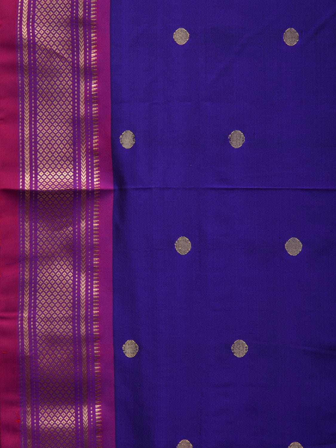 Dark Blue Paithani Silk Handloom Saree with Peacocks and Parrots Pallu Design p0462