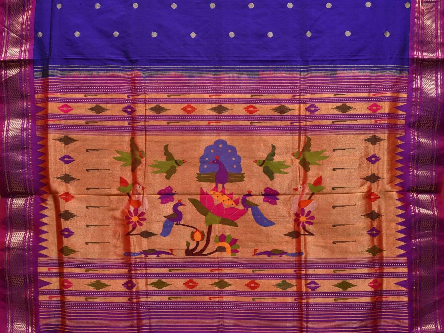 Dark Blue Paithani Silk Handloom Saree with Special Pallu Design p0404