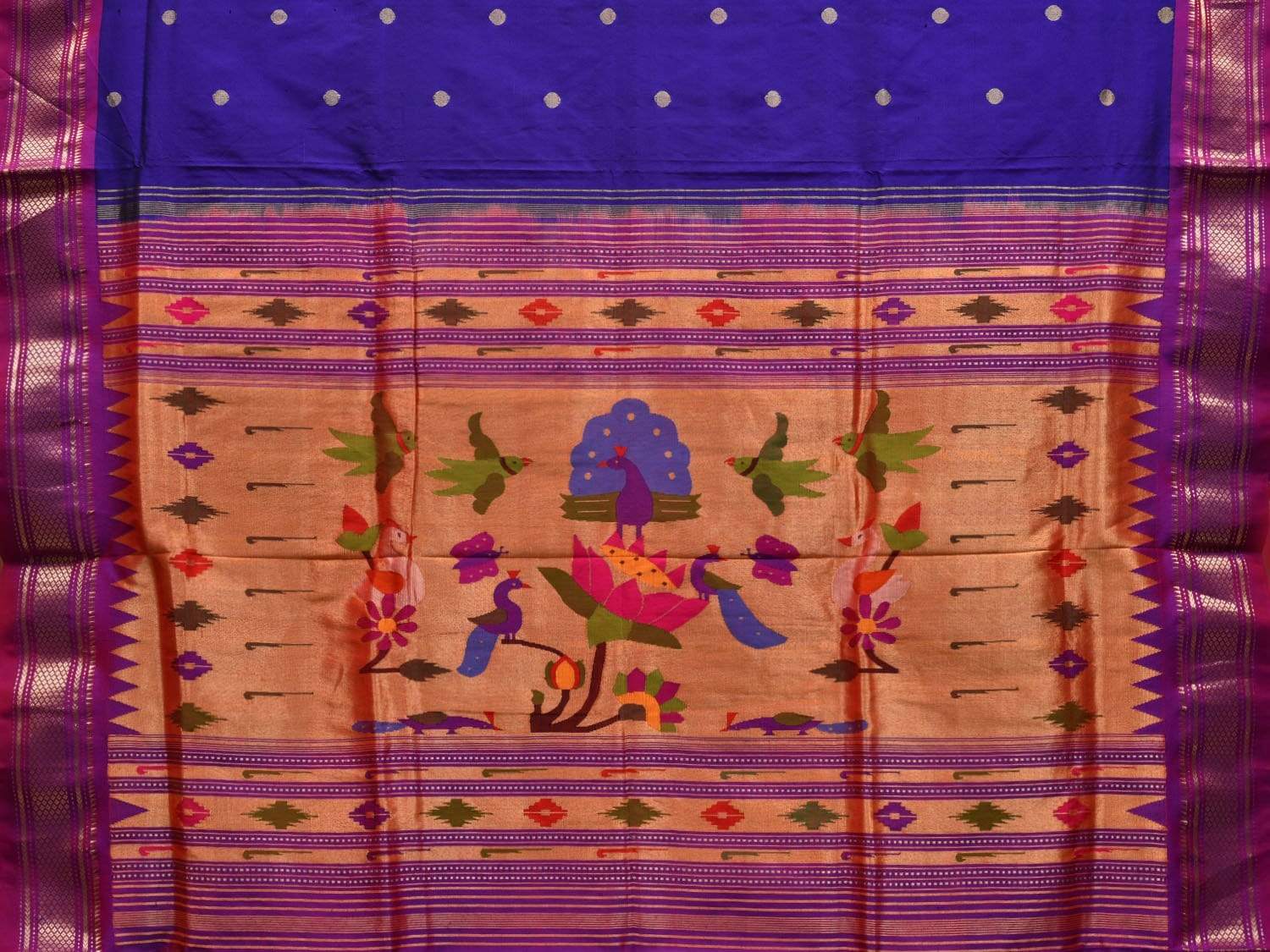 Dark Blue Paithani Silk Handloom Saree with Special Pallu Design p0404