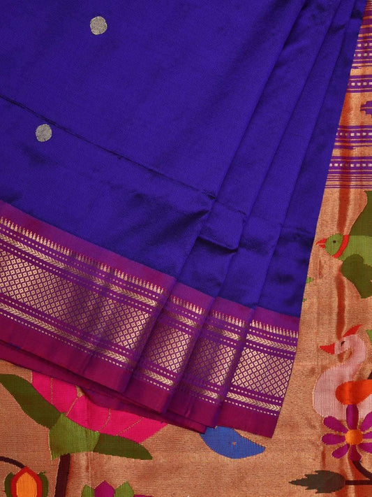 Dark Blue Paithani Silk Handloom Saree with Special Pallu Design p0404