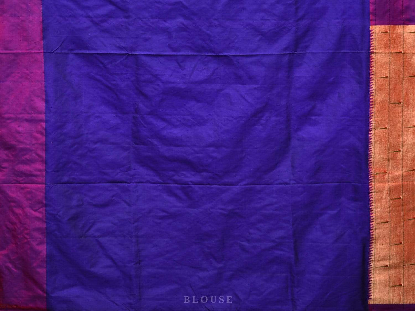 Dark Blue Paithani Silk Handloom Saree with Triple Muniya Border Design p0356