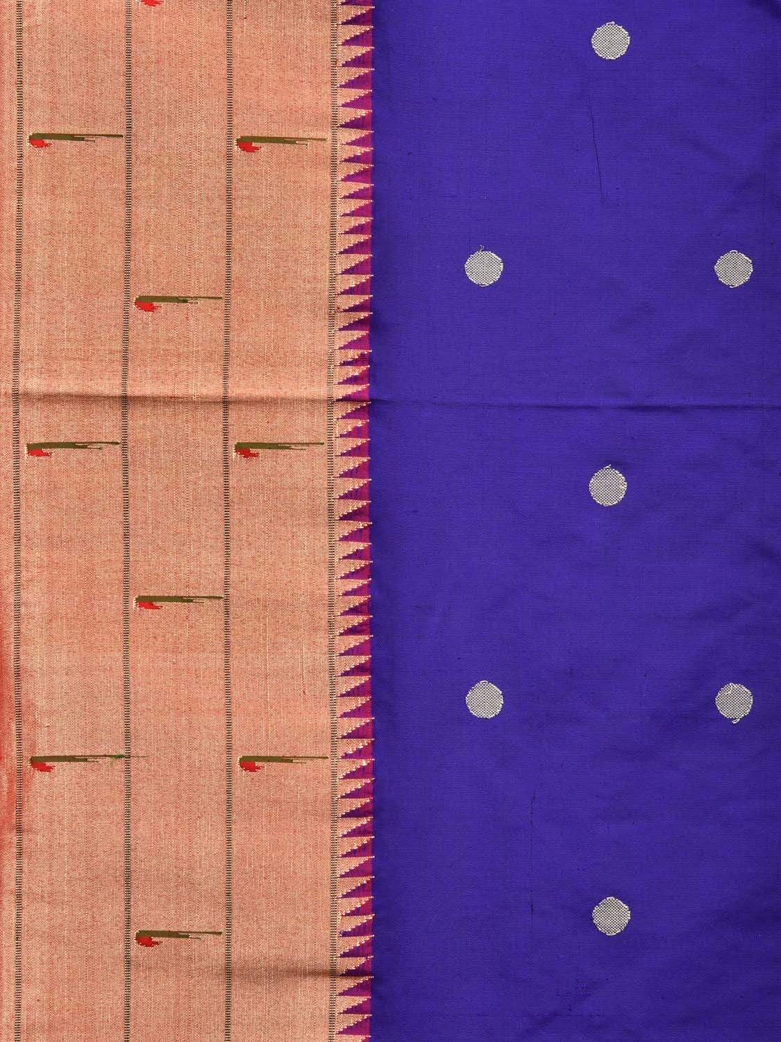 Dark Blue Paithani Silk Handloom Saree with Triple Muniya Border Design p0356