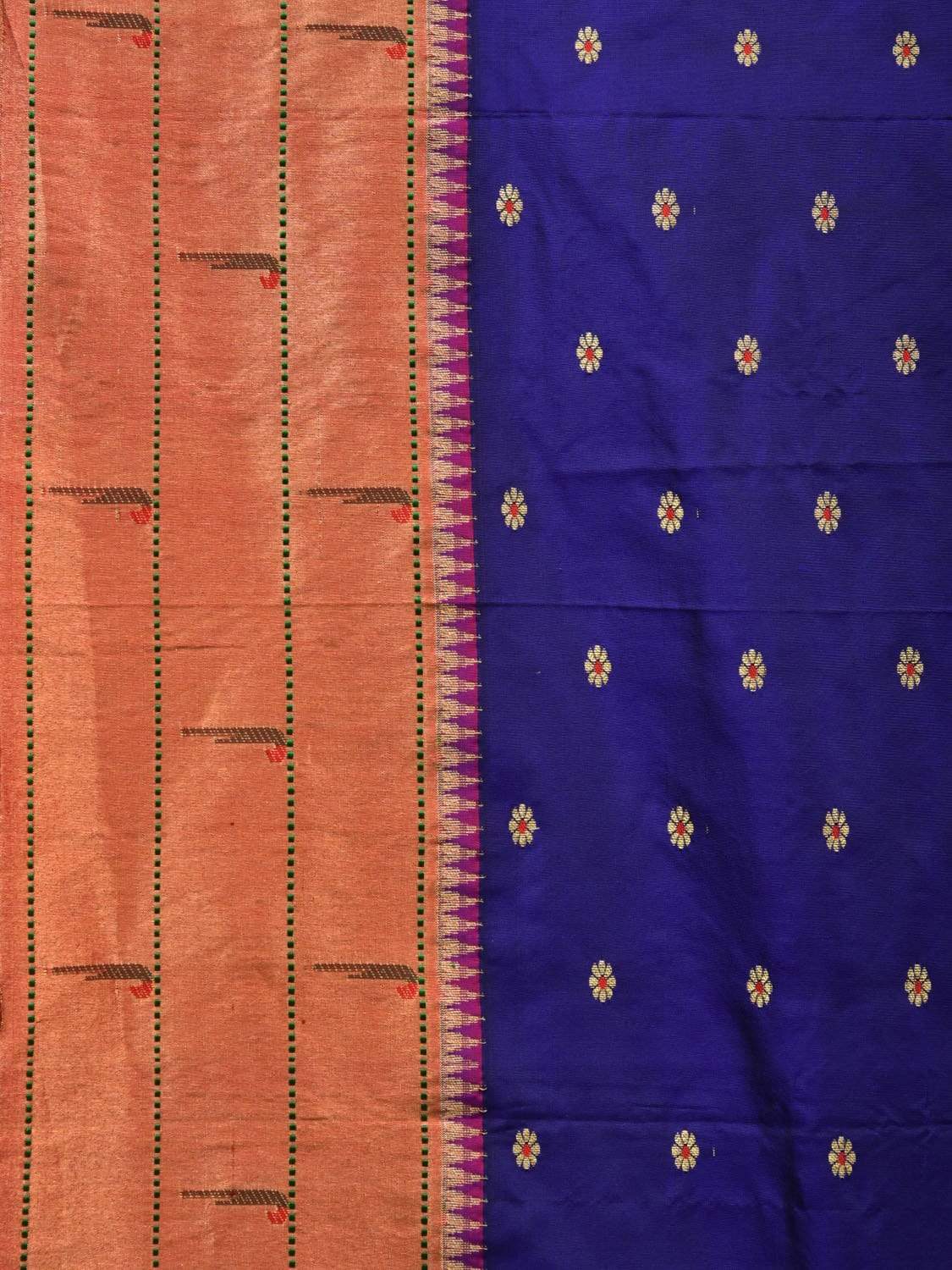 Dark Blue Paithani Silk Handloom Saree with Triple Muniya Border Design p0382