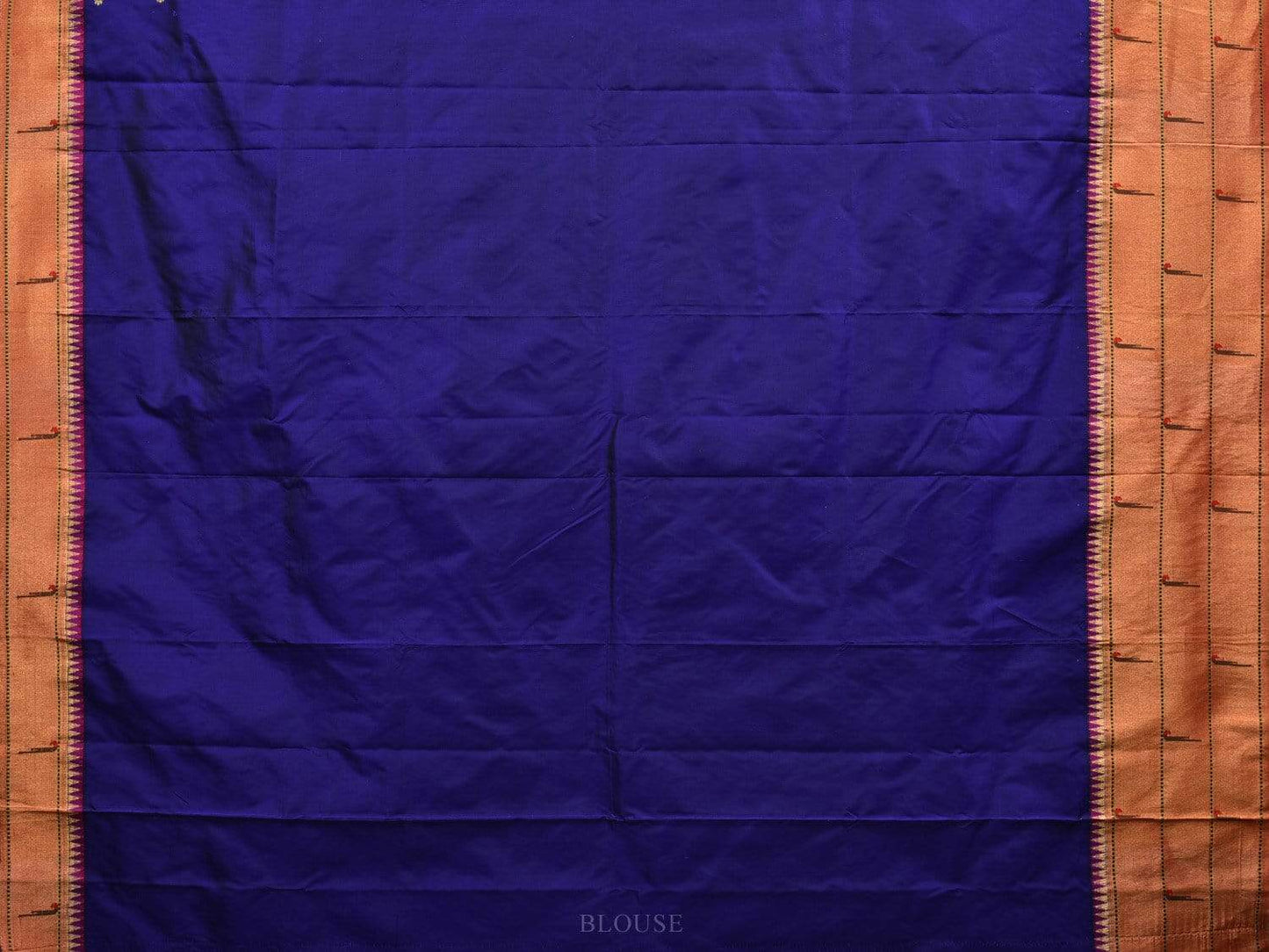 Dark Blue Paithani Silk Handloom Saree with Triple Muniya Border Design p0382