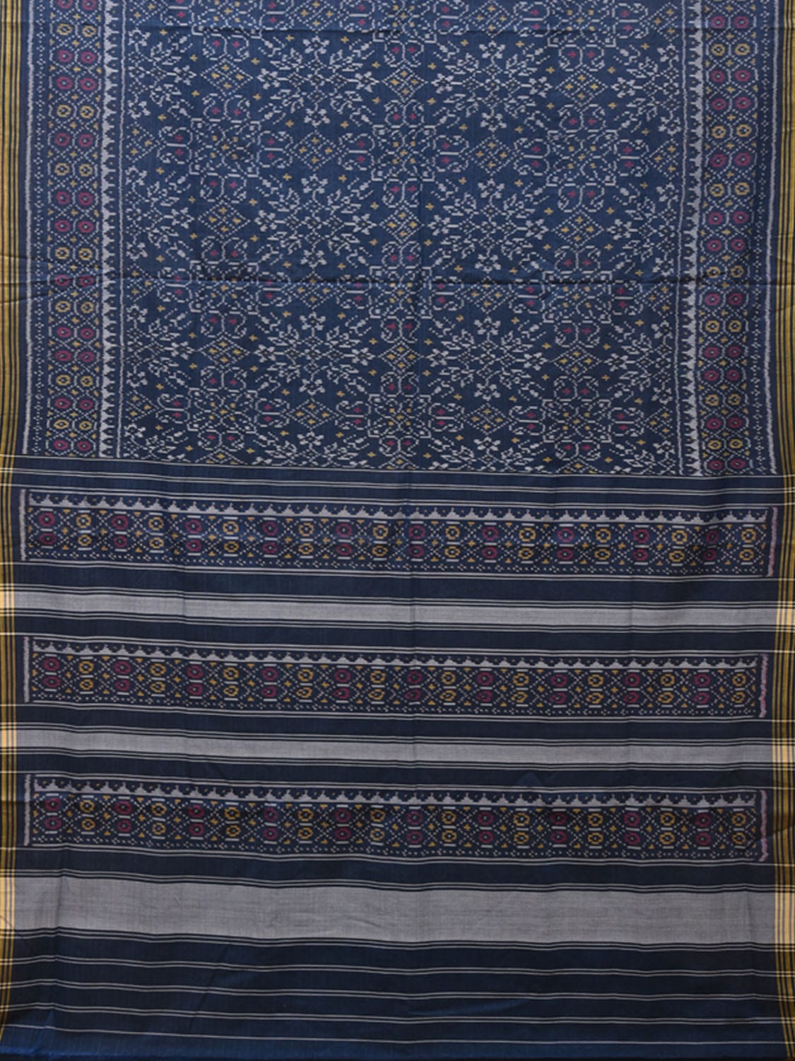 Dark Blue Pcohampally Single Ikat Cotton Handloom Saree with All Over Design i0749