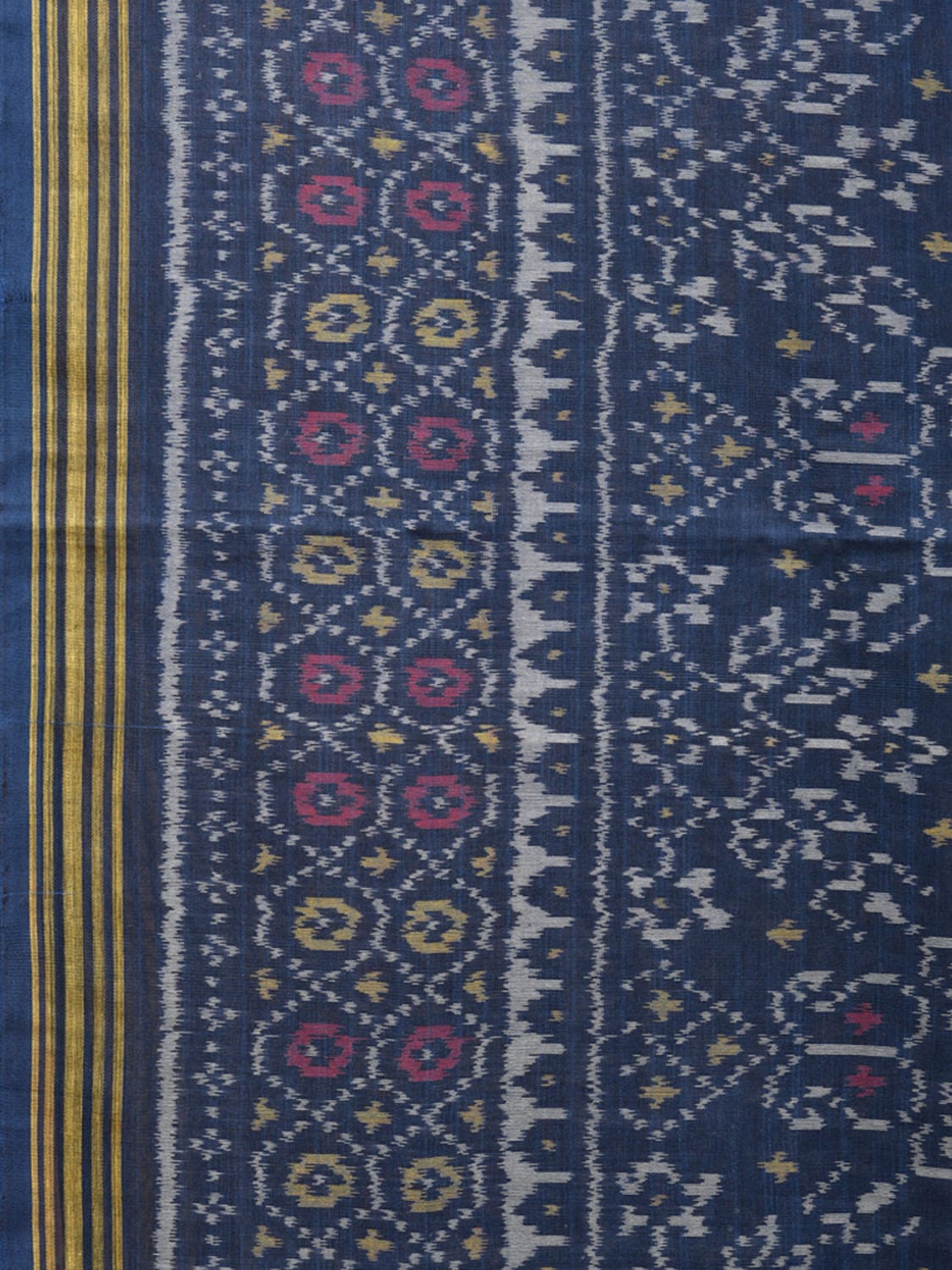 Dark Blue Pcohampally Single Ikat Cotton Handloom Saree with All Over Design i0749