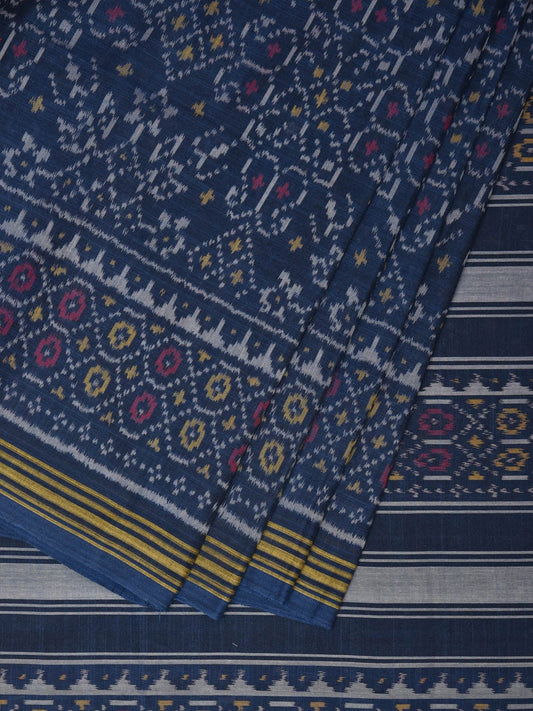 Dark Blue Pcohampally Single Ikat Cotton Handloom Saree with All Over Design i0749