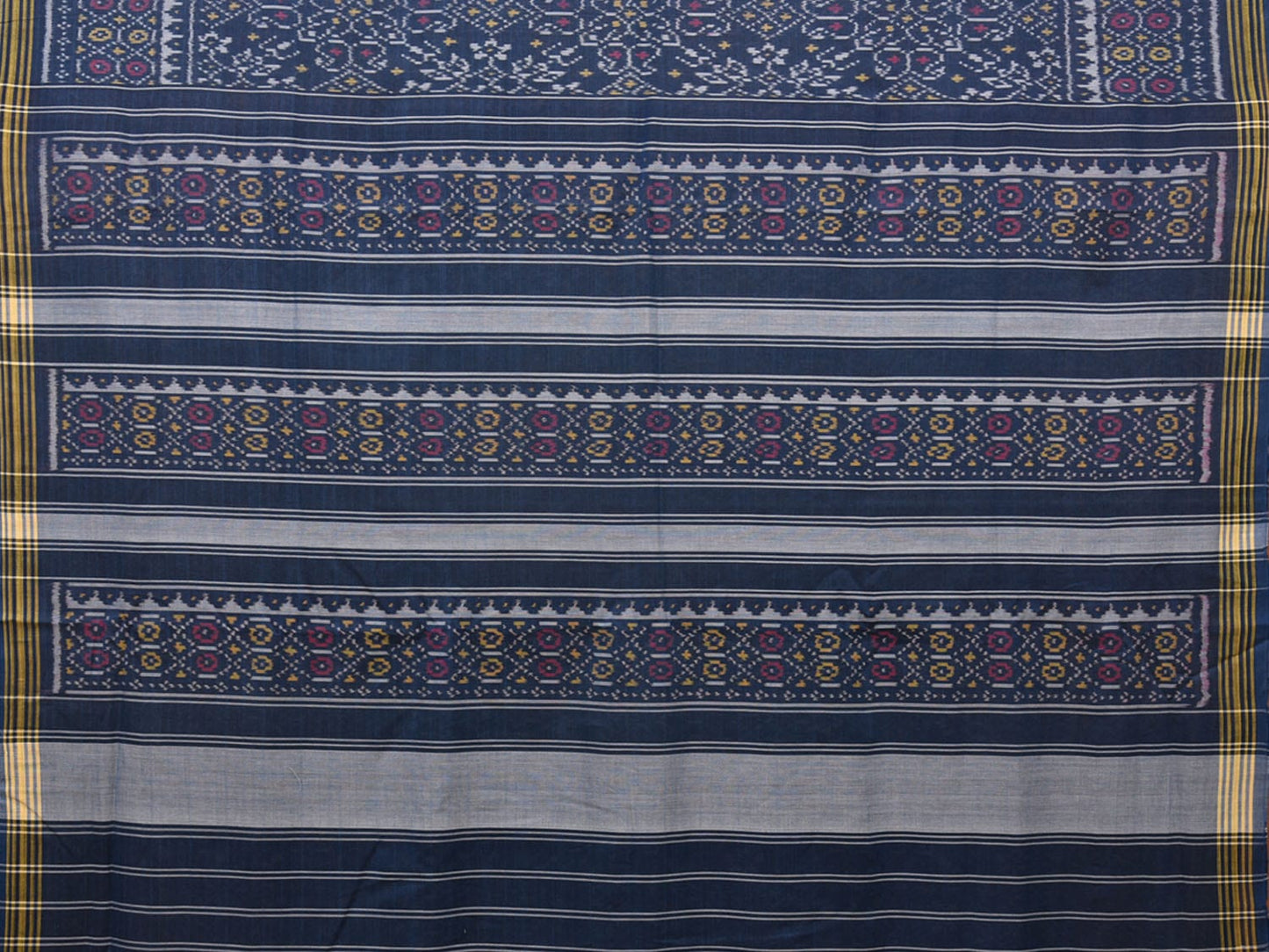 Dark Blue Pcohampally Single Ikat Cotton Handloom Saree with All Over Design i0749