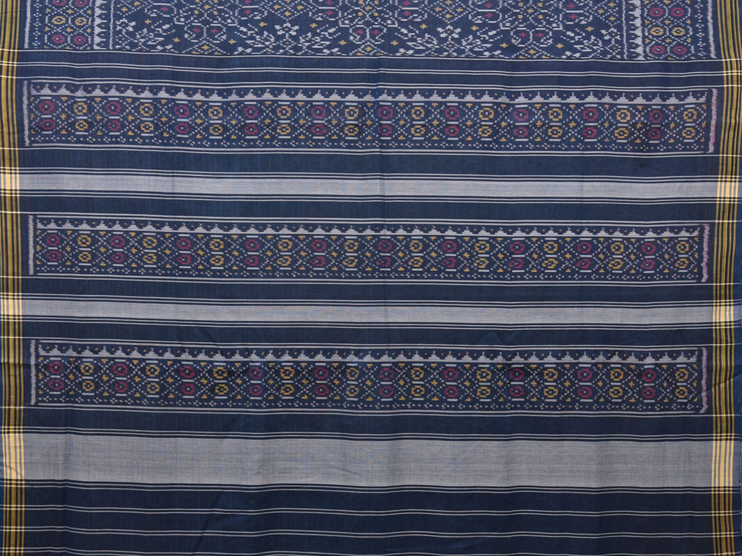 Dark Blue Pcohampally Single Ikat Cotton Handloom Saree with All Over Design i0749