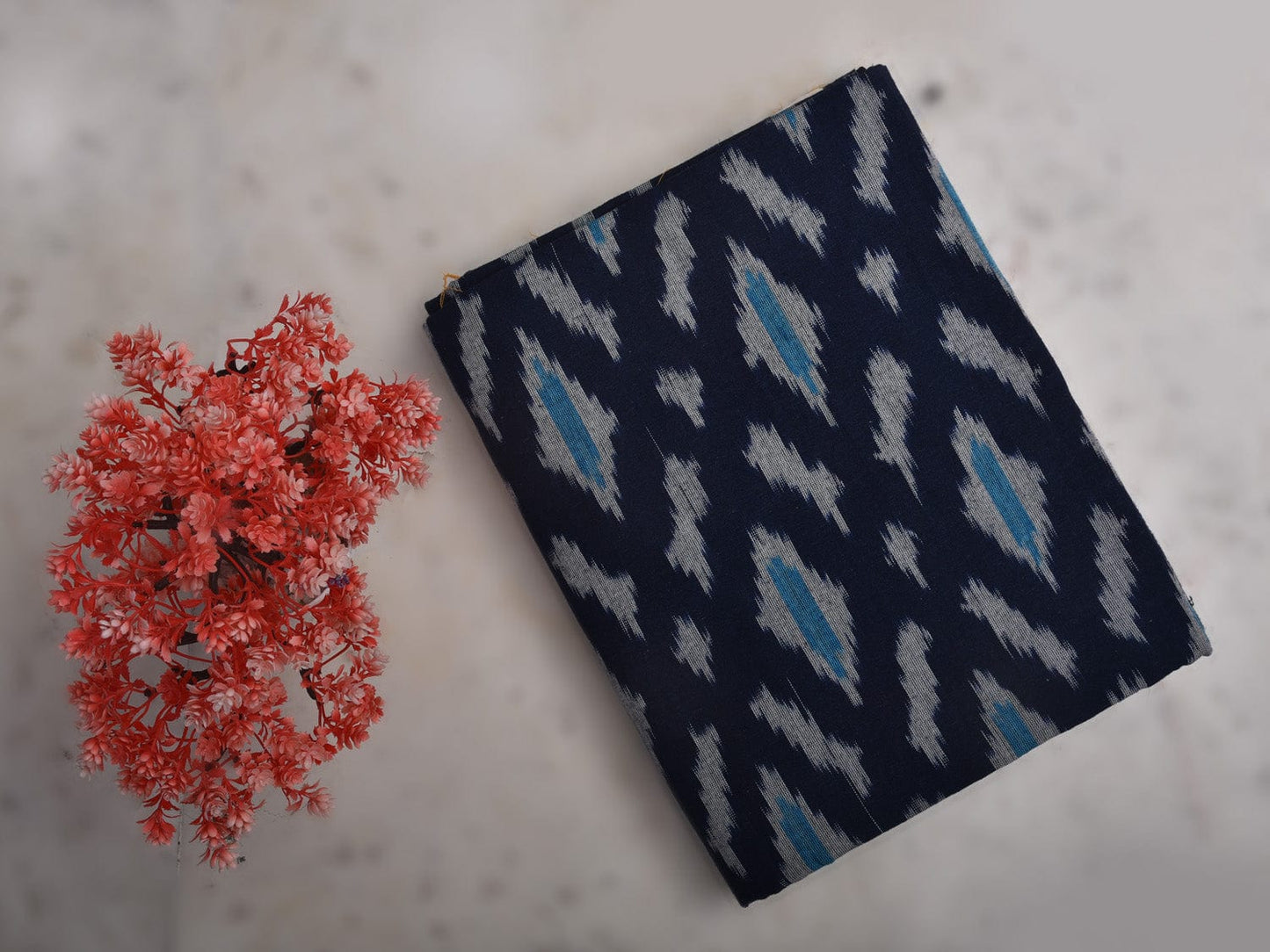 Dark Blue Pochampally Ikat Cotton Handloom Bedsheet with Grill Design 90 x 108 Inches bd0043