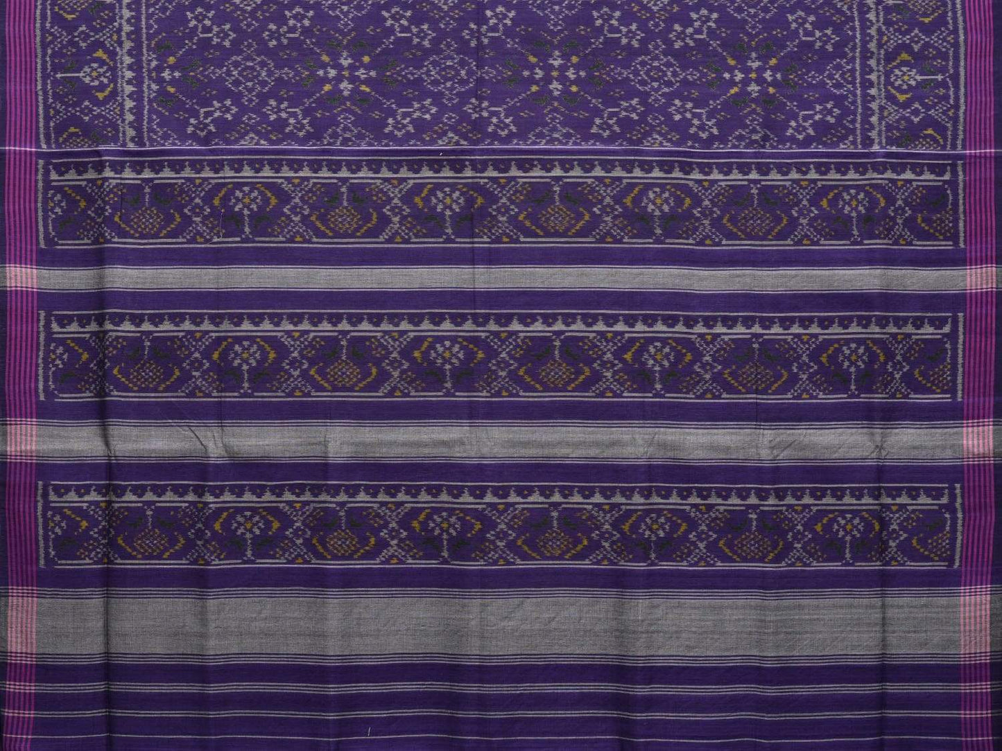 Dark Blue Pochampally Ikat Cotton Handloom Saree with All Over Body Design i0632