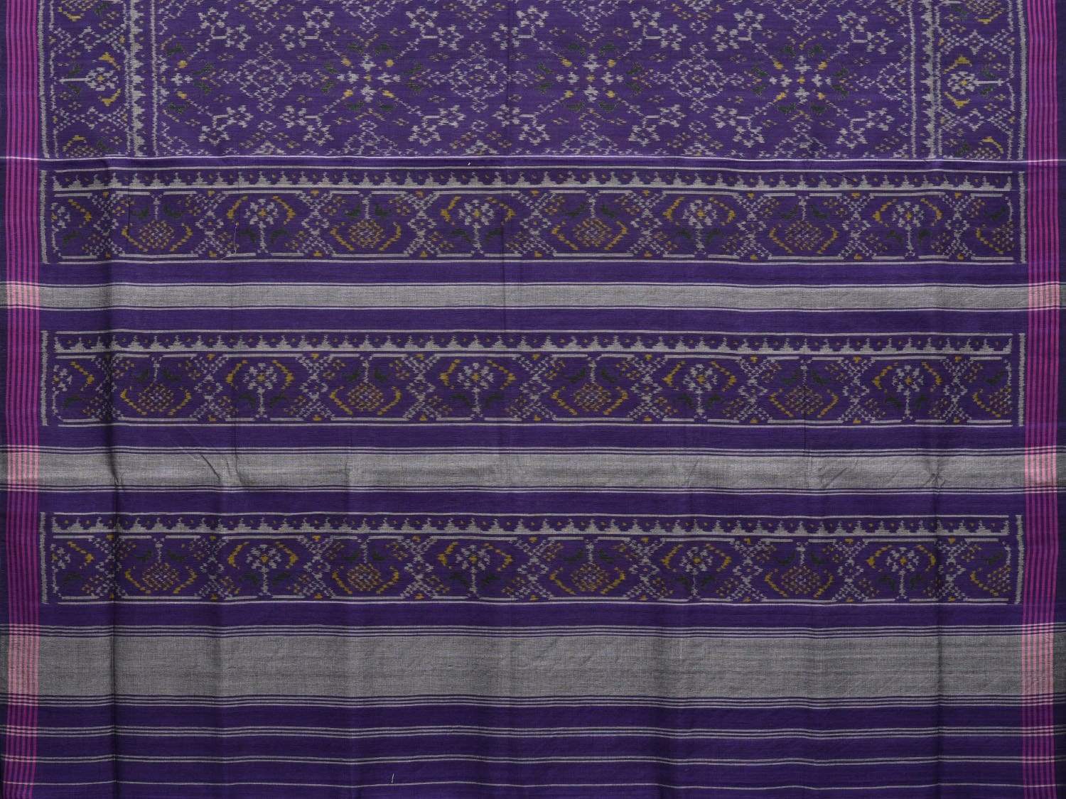 Dark Blue Pochampally Ikat Cotton Handloom Saree with All Over Body Design i0632