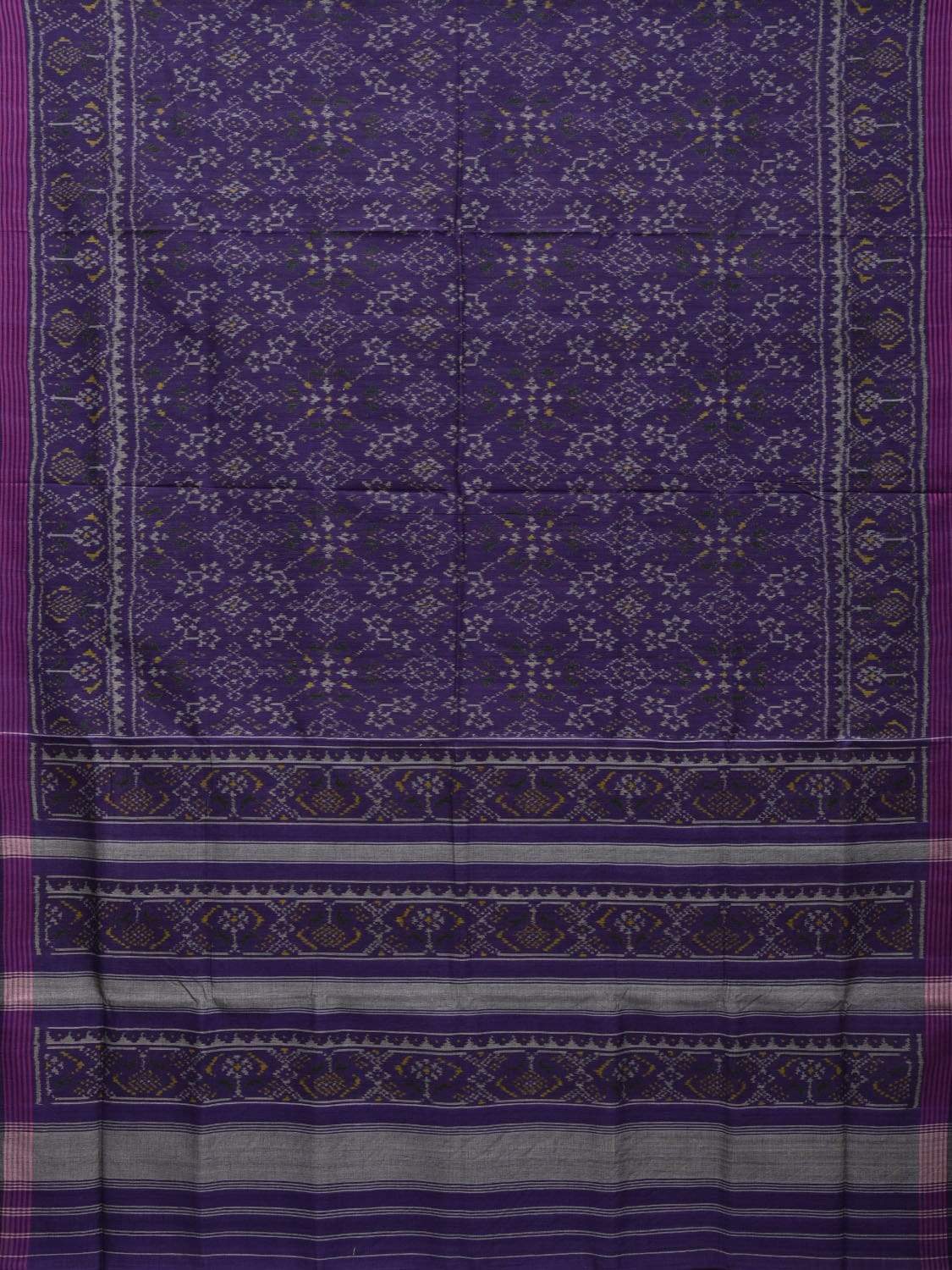 Dark Blue Pochampally Ikat Cotton Handloom Saree with All Over Body Design i0632