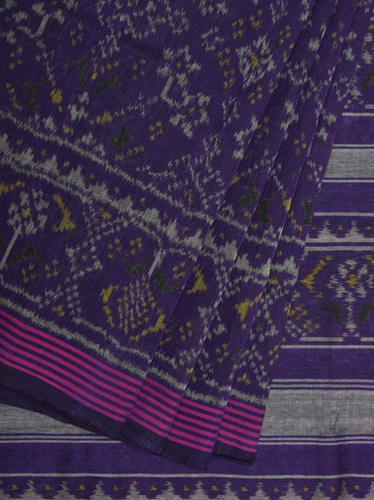 Dark Blue Pochampally Ikat Cotton Handloom Saree with All Over Body Design i0632