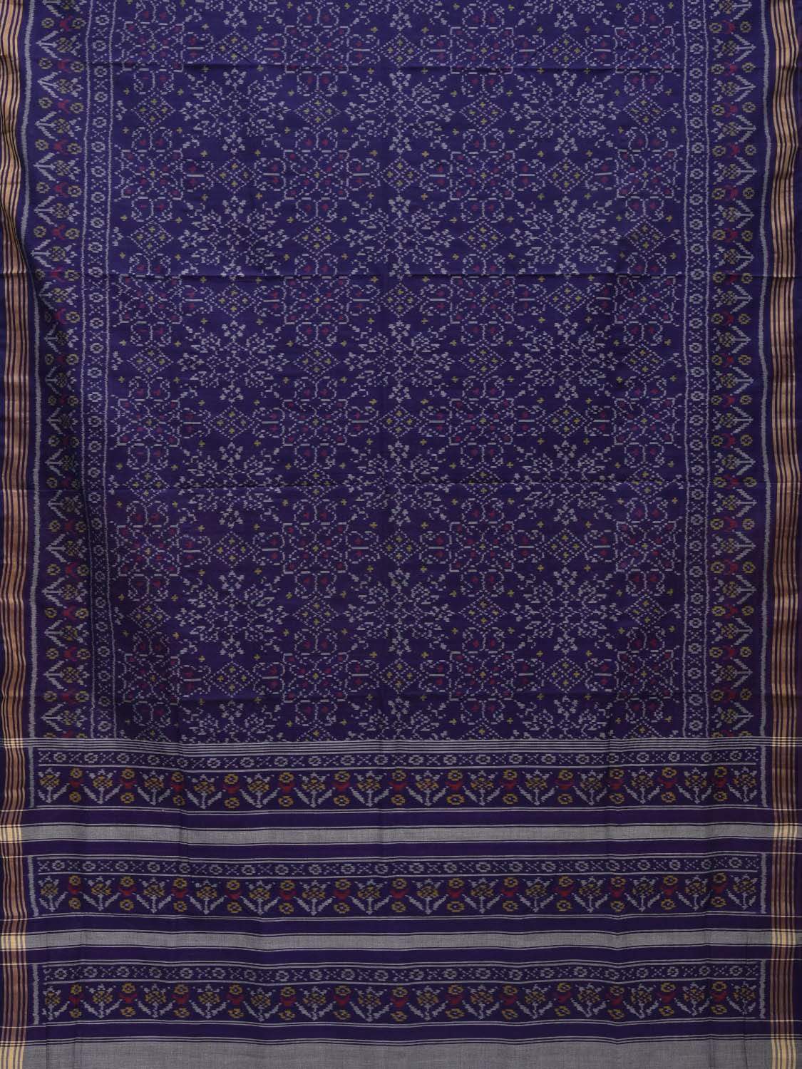 Dark Blue Pochampally Ikat Cotton Handloom Saree with All Over Body Design i0642