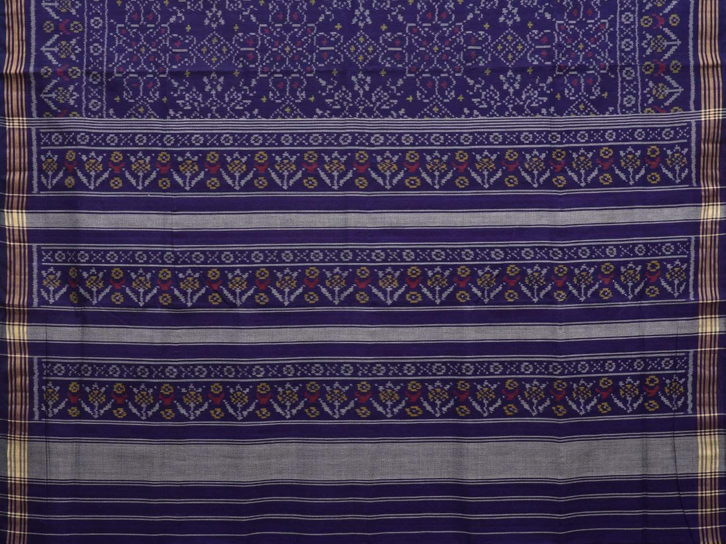 Dark Blue Pochampally Ikat Cotton Handloom Saree with All Over Body Design i0642