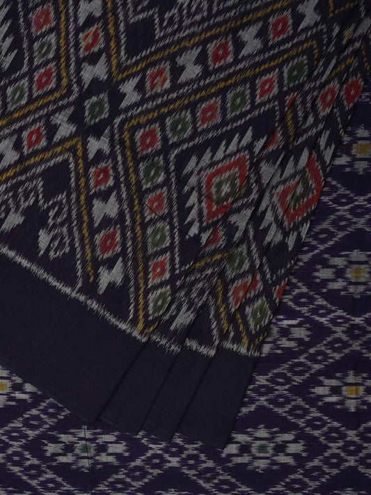 Dark Blue Pochampally Ikat Cotton Handloom Saree with Big Multi Grill Design i0609