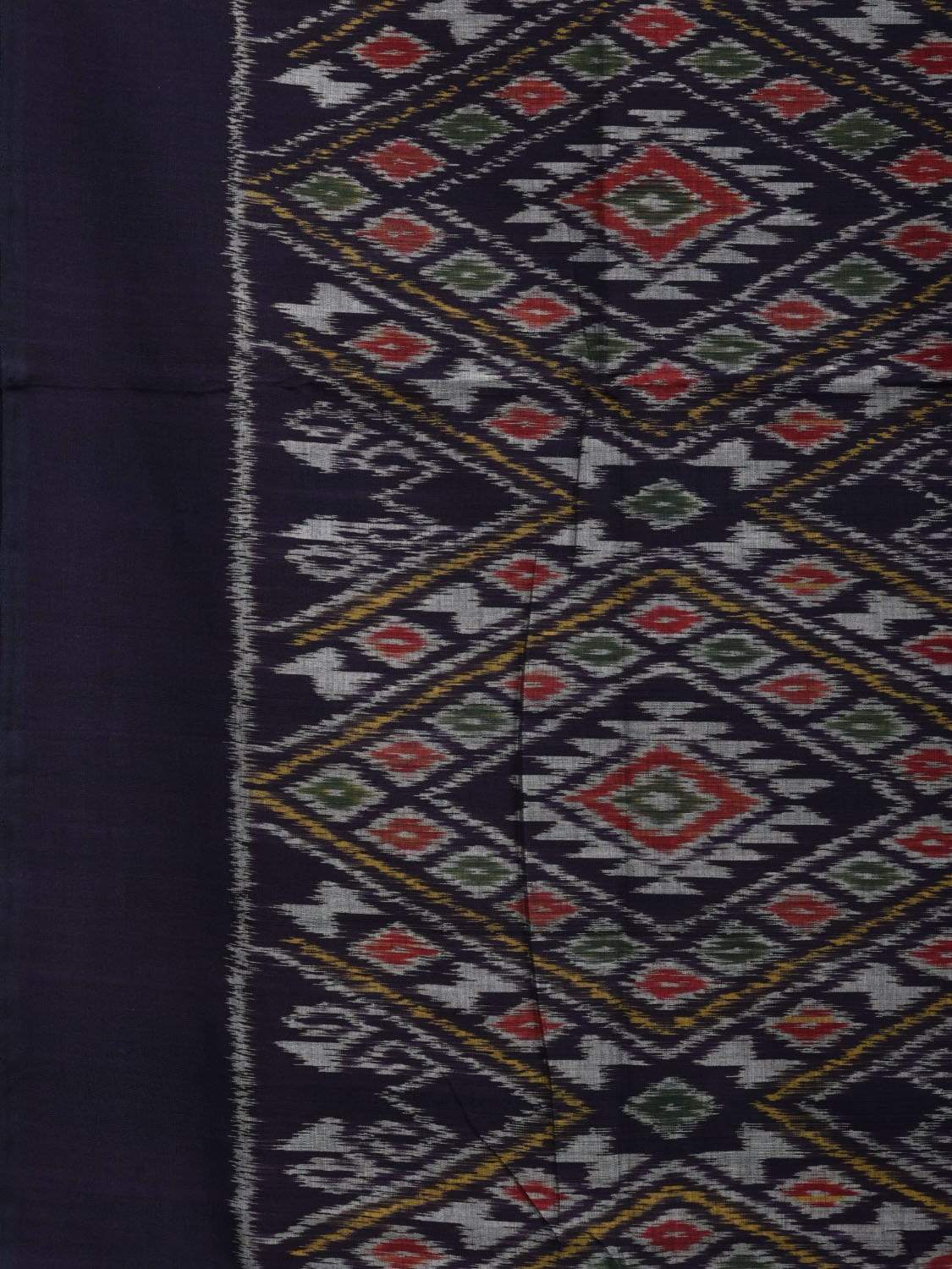 Dark Blue Pochampally Ikat Cotton Handloom Saree with Big Multi Grill Design i0609