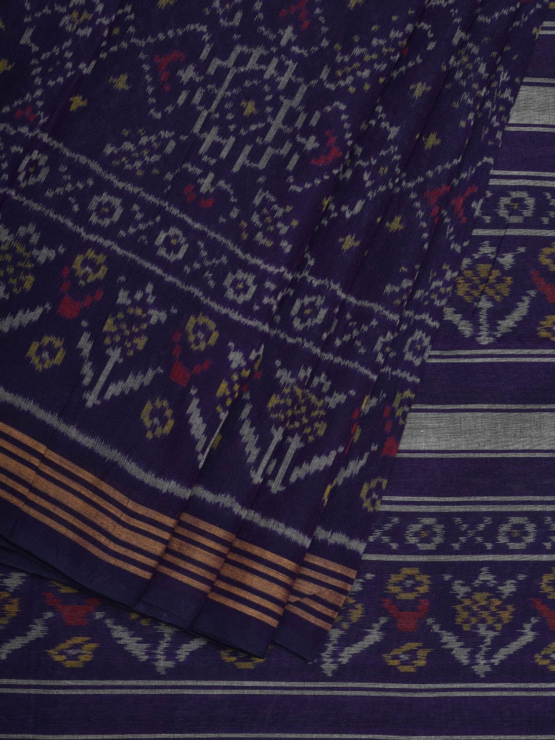 Dark Blue Pochampally Ikat Cotton Handloom Saree with Grill Design i0677