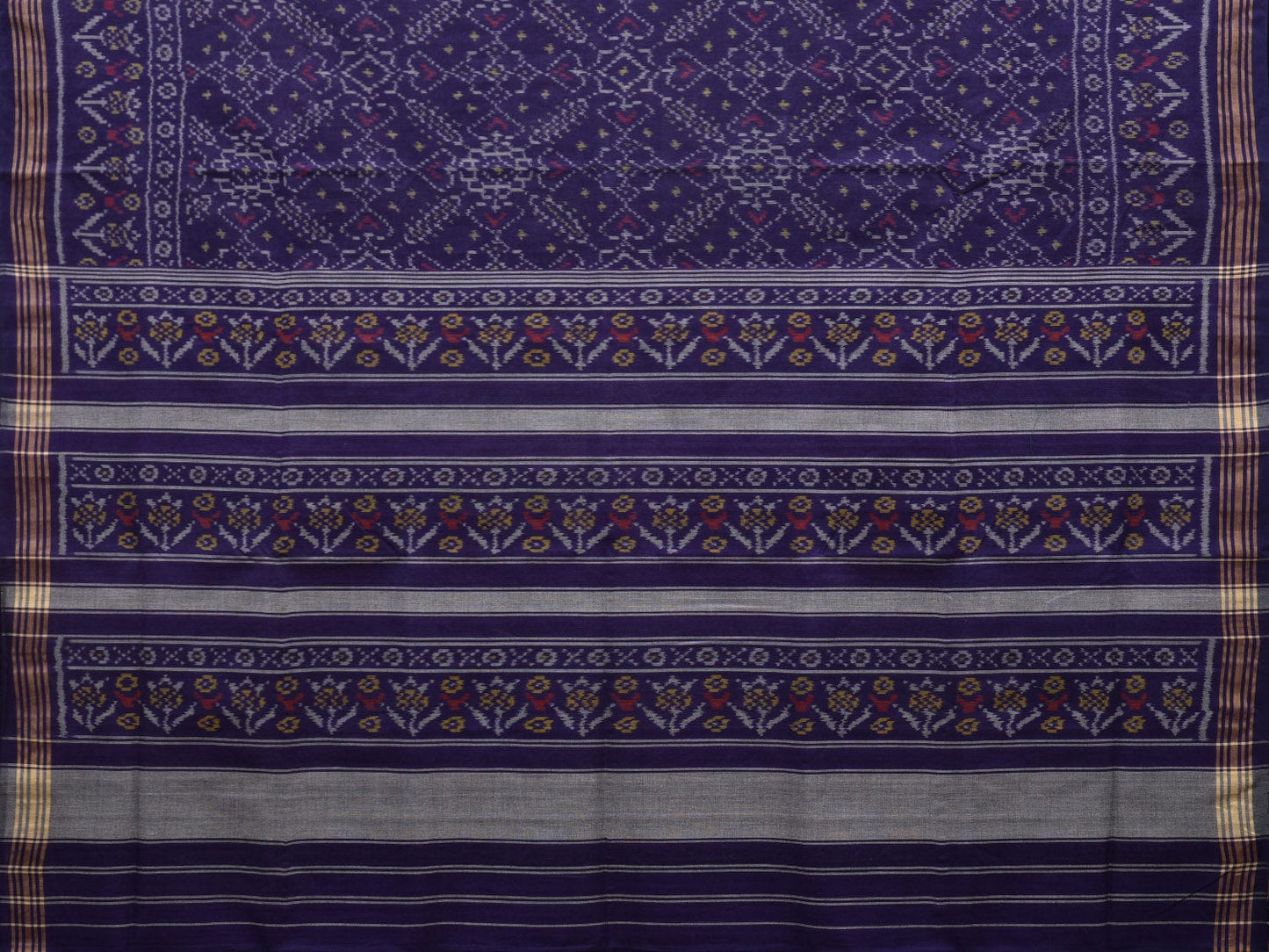 Dark Blue Pochampally Ikat Cotton Handloom Saree with Grill Design i0677