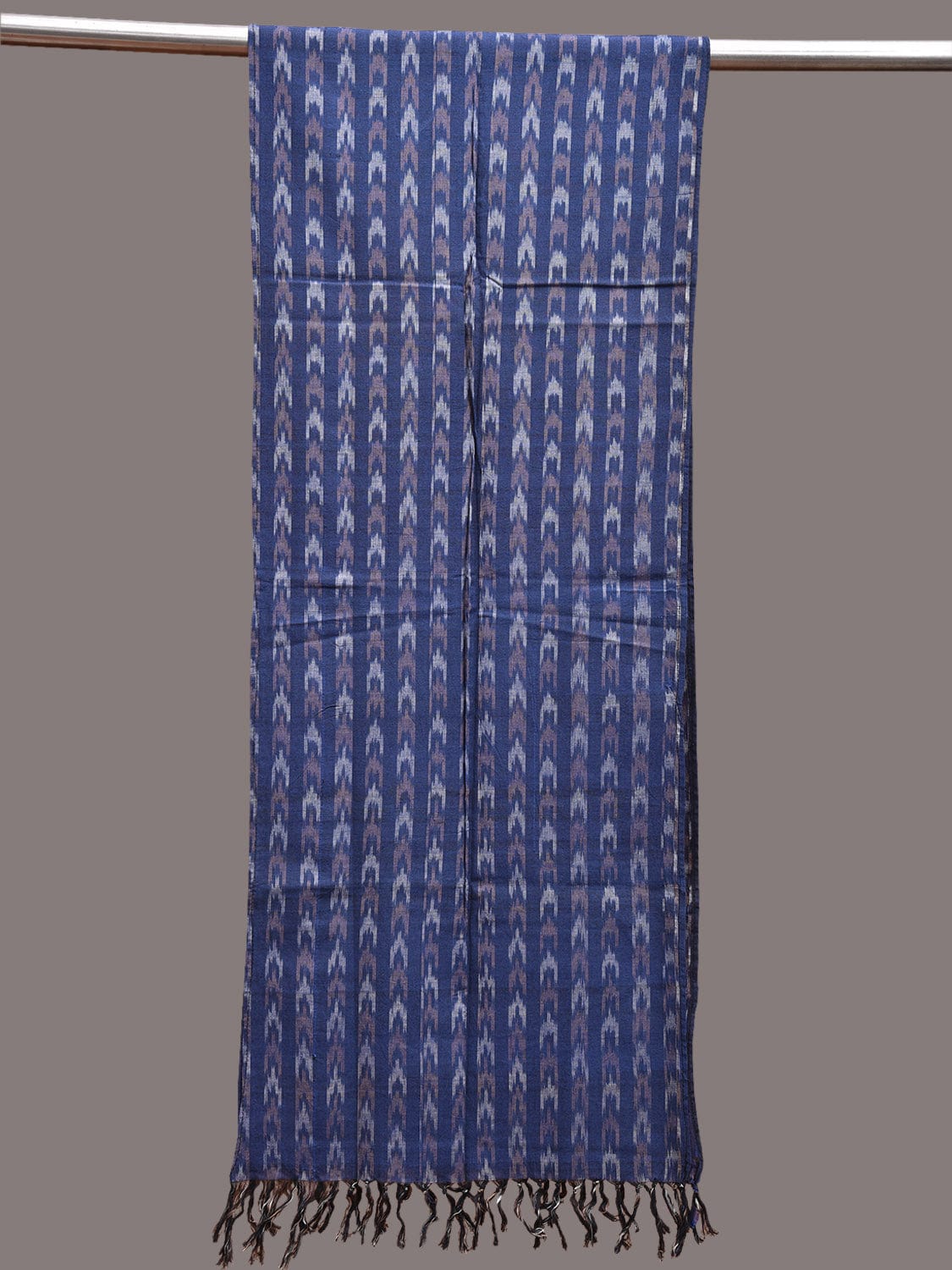 Dark Blue Pochampally Ikat Cotton Handloom Stole with Small Buta Design ds3653