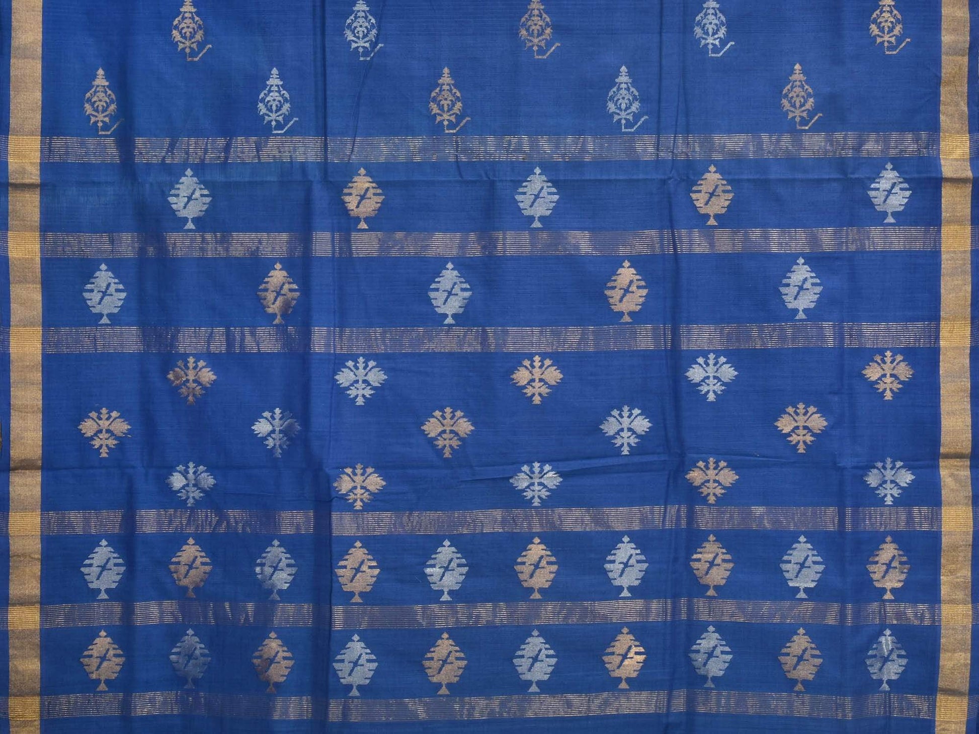 Dark Blue Uppada Cotton Handloom Saree with Assorted Buta Pallu Design U1539