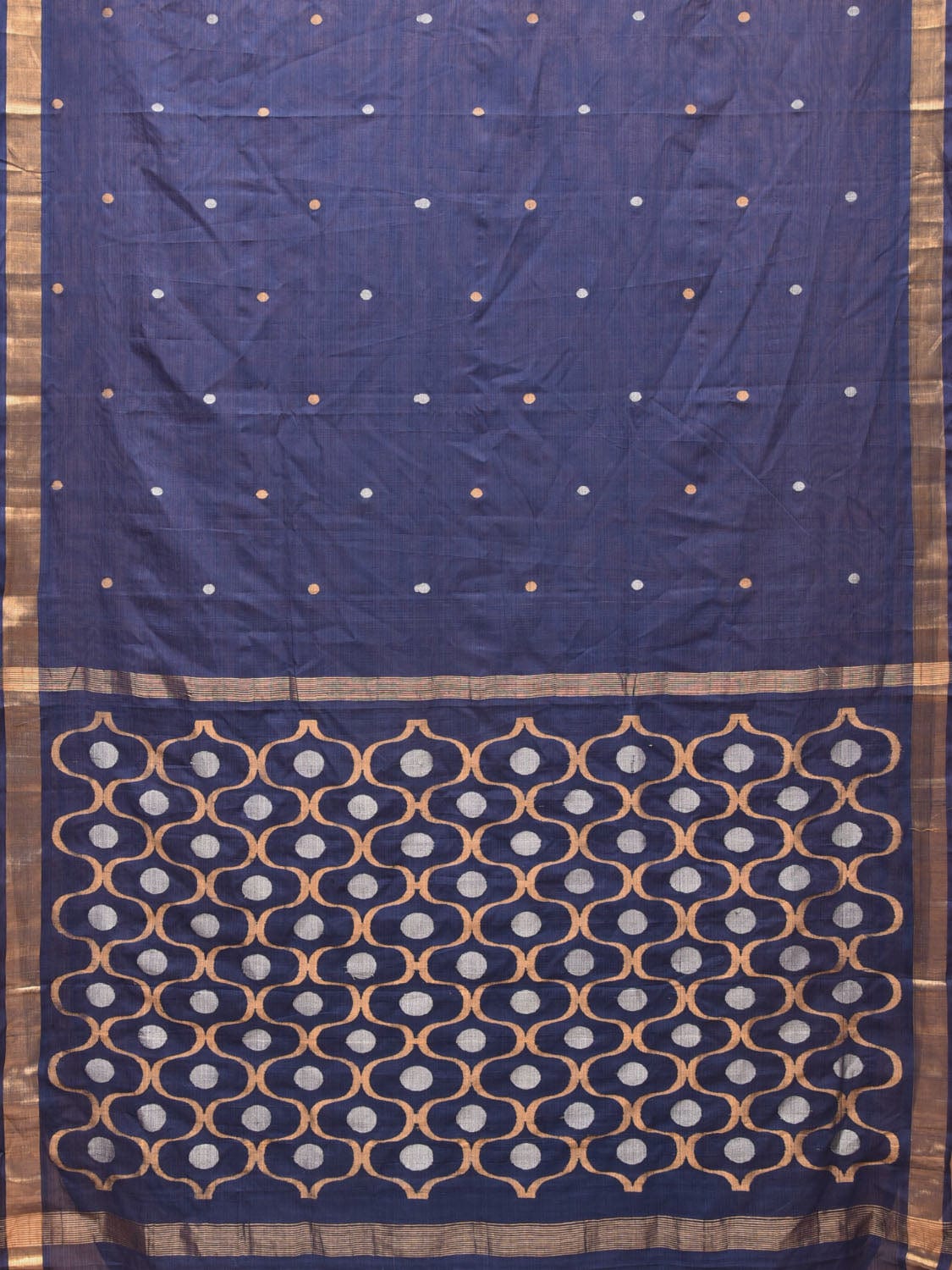 Dark Blue Uppada Cotton Handloom Saree with Grill Pallu Design u2018